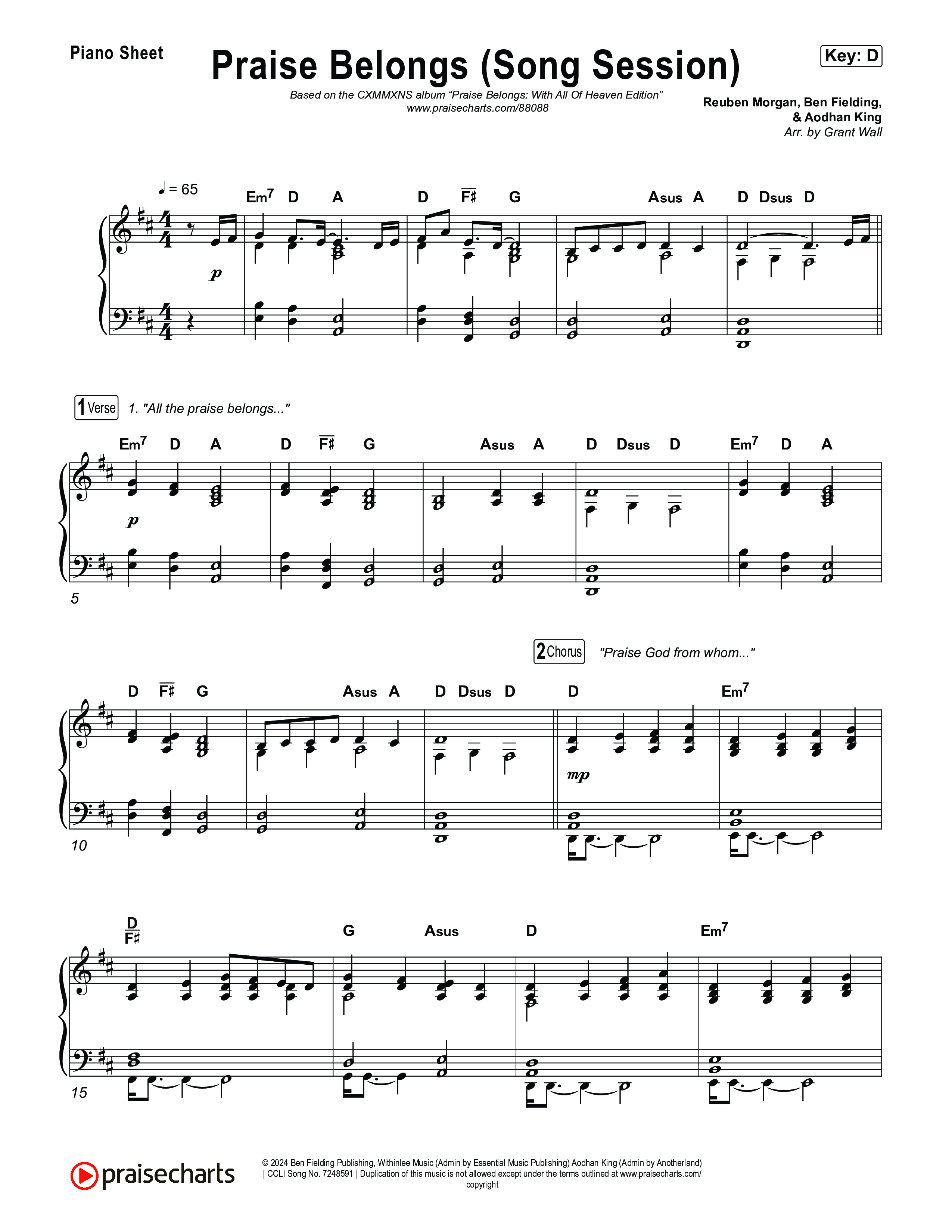 Praise Belongs (Song Session) Piano Sheet (CXMMXNS)