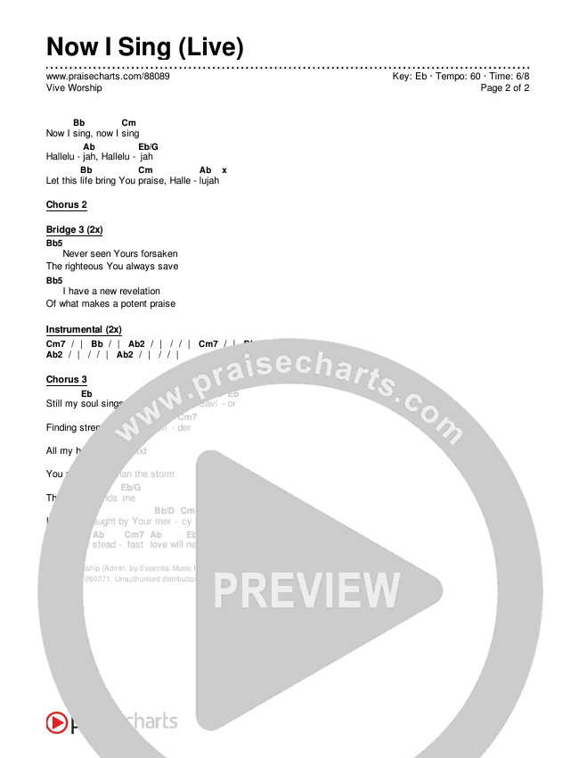 Now I Sing (Live) Chords & Lyrics (Vive Worship)