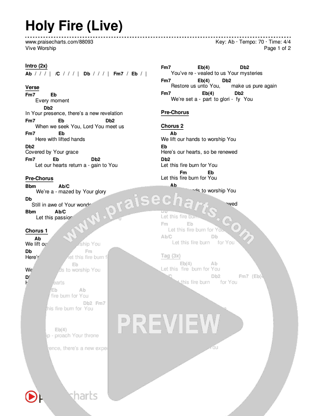 Holy Fire (Live) Chords & Lyrics (Vive Worship)