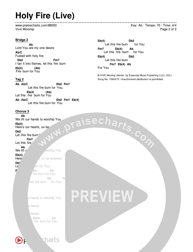 Holy Fire (Live) Chords & Lyrics (Vive Worship)
