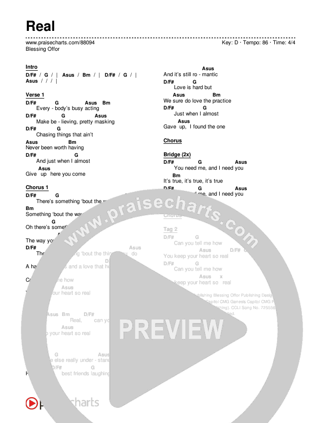 Real Chords & Lyrics (Blessing Offor)