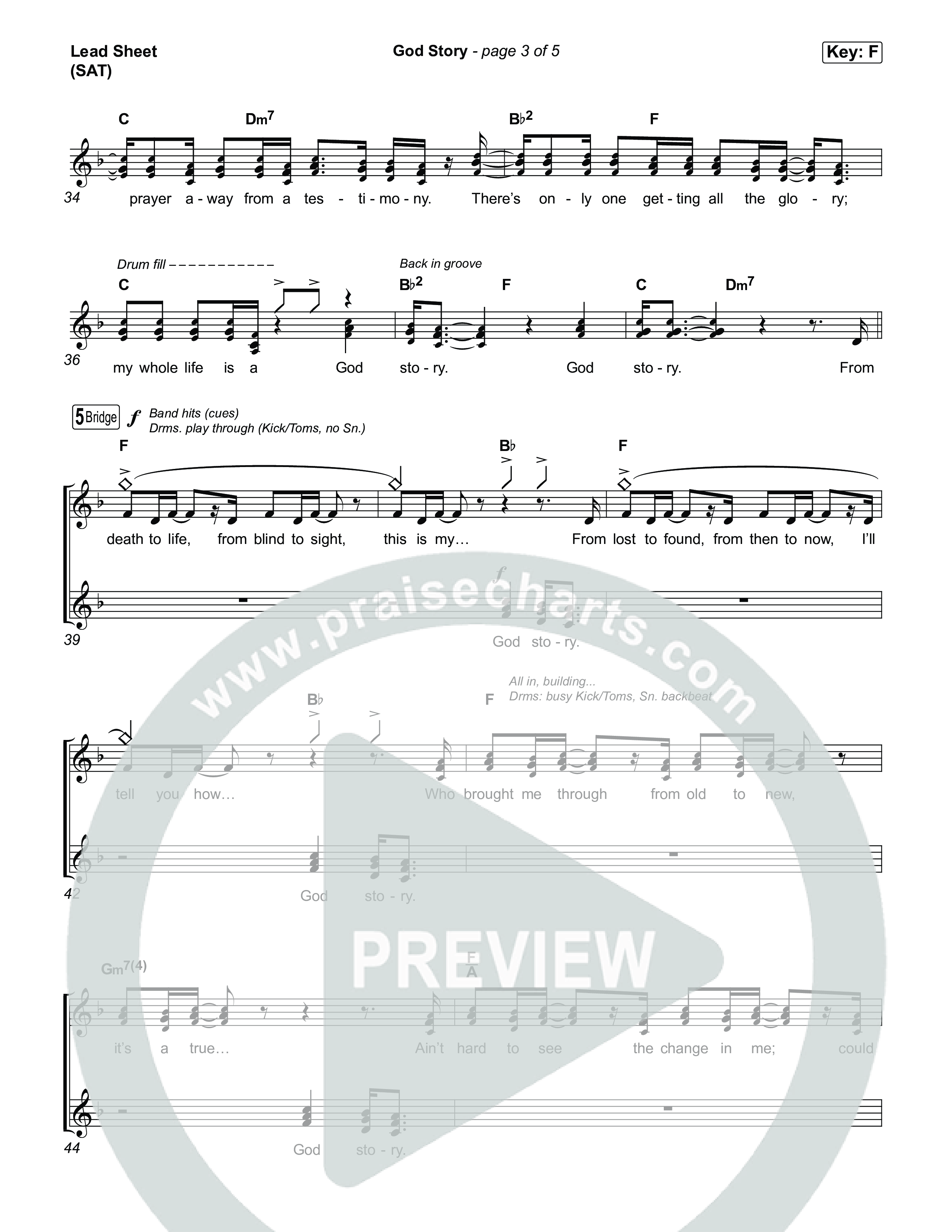 God Story Lead Sheet (SAT) (Anne Wilson)