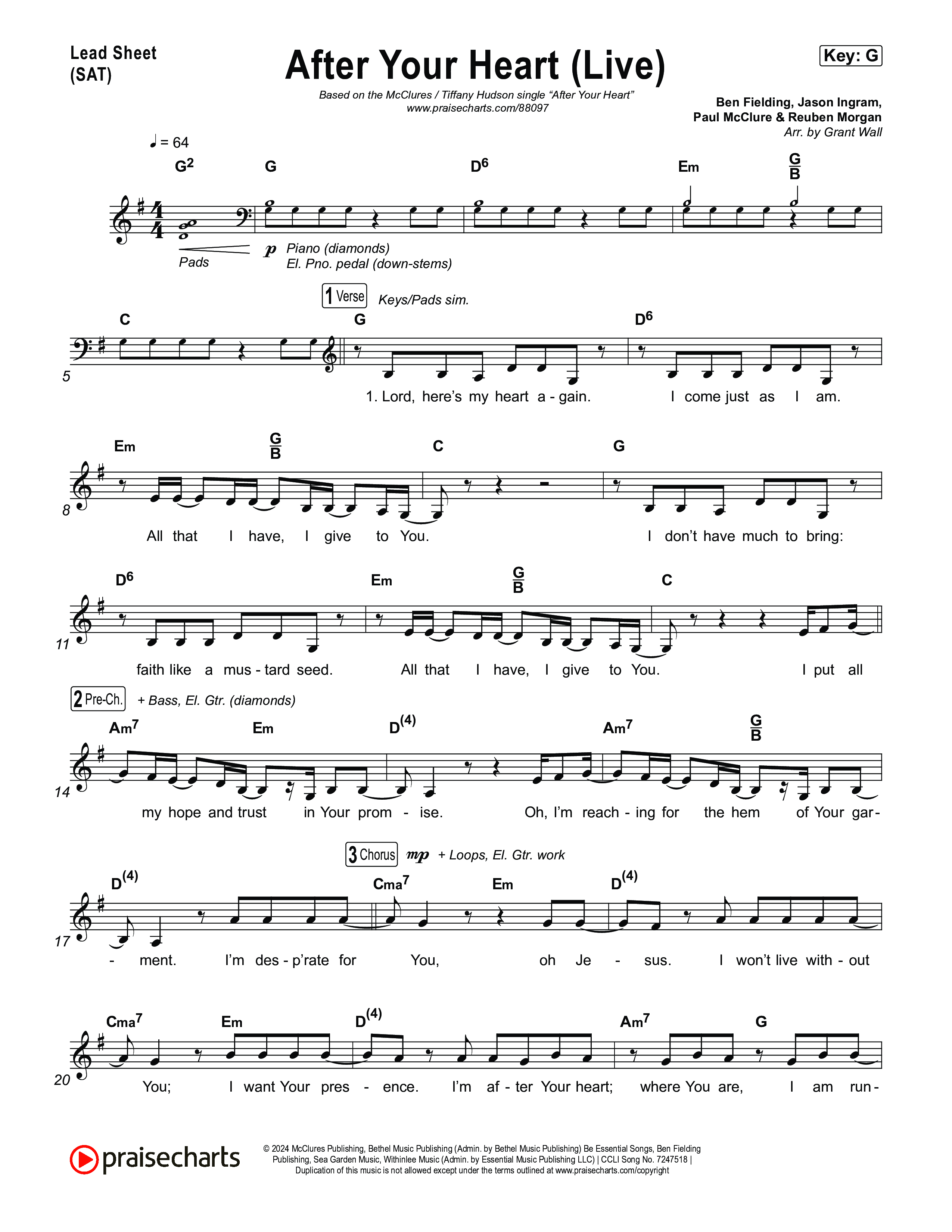 After Your Heart (Live) Lead Sheet (SAT) (The McClures / Tiffany Hudson)