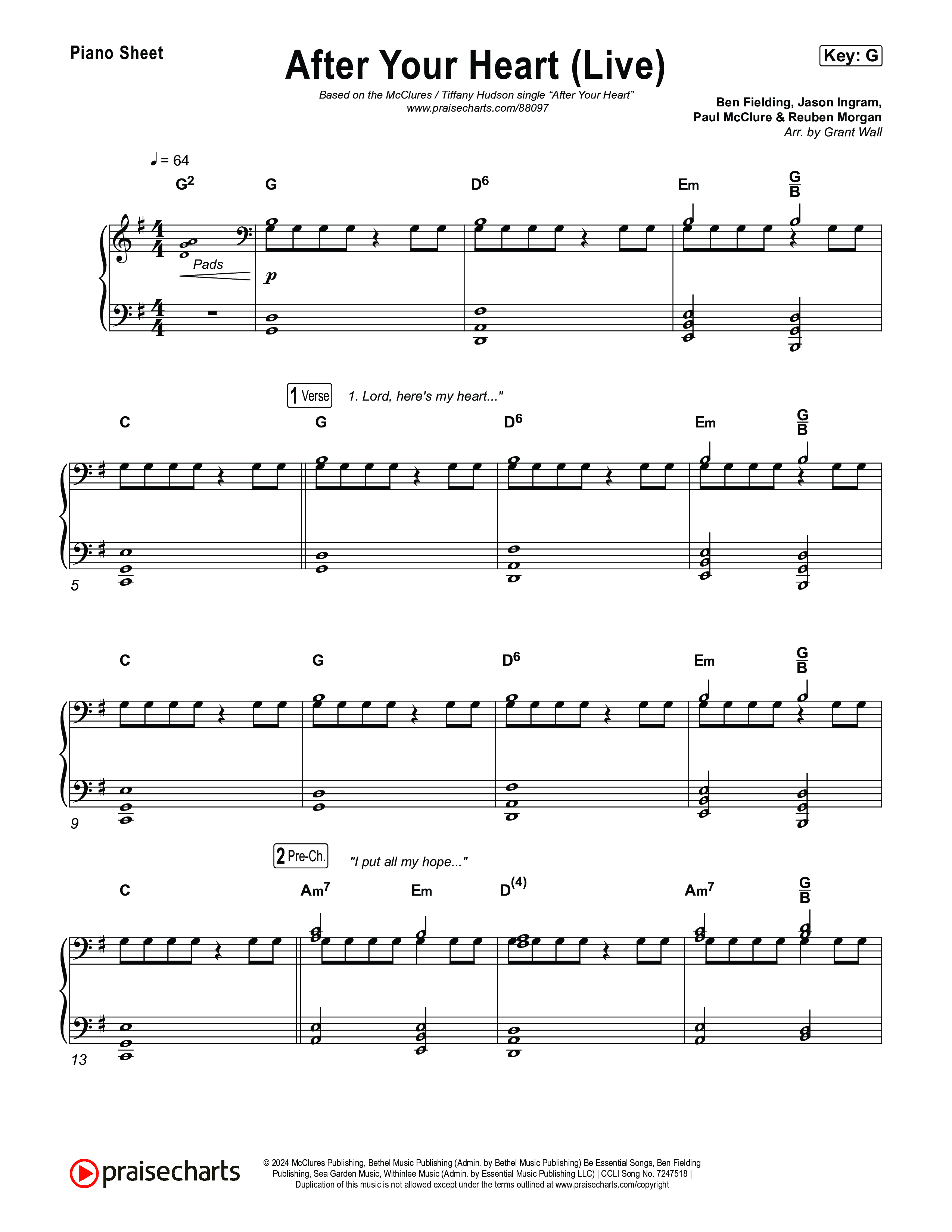 After Your Heart (Live) Piano Sheet (The McClures / Tiffany Hudson)