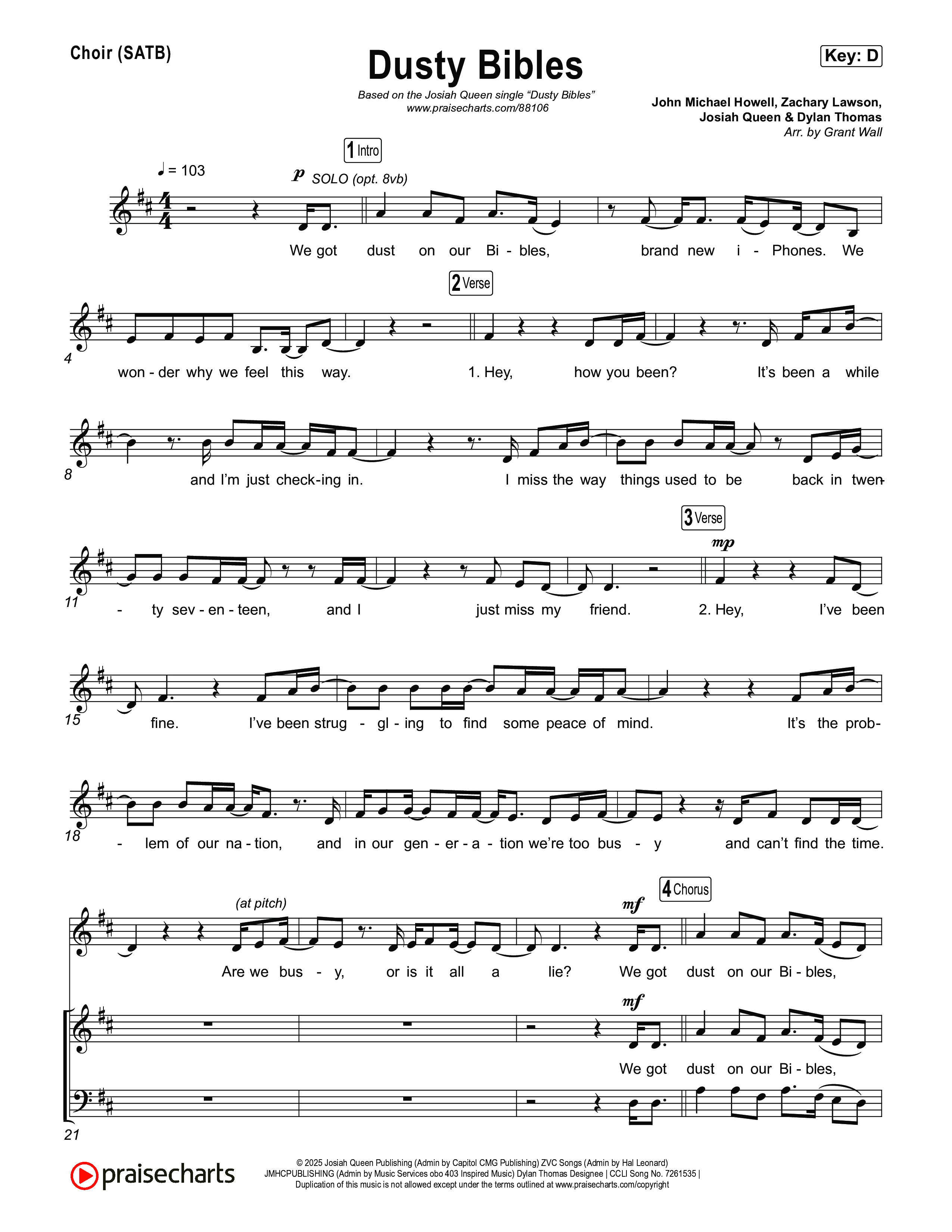 Dusty Bibles Choir Sheet (SATB) (Josiah Queen)