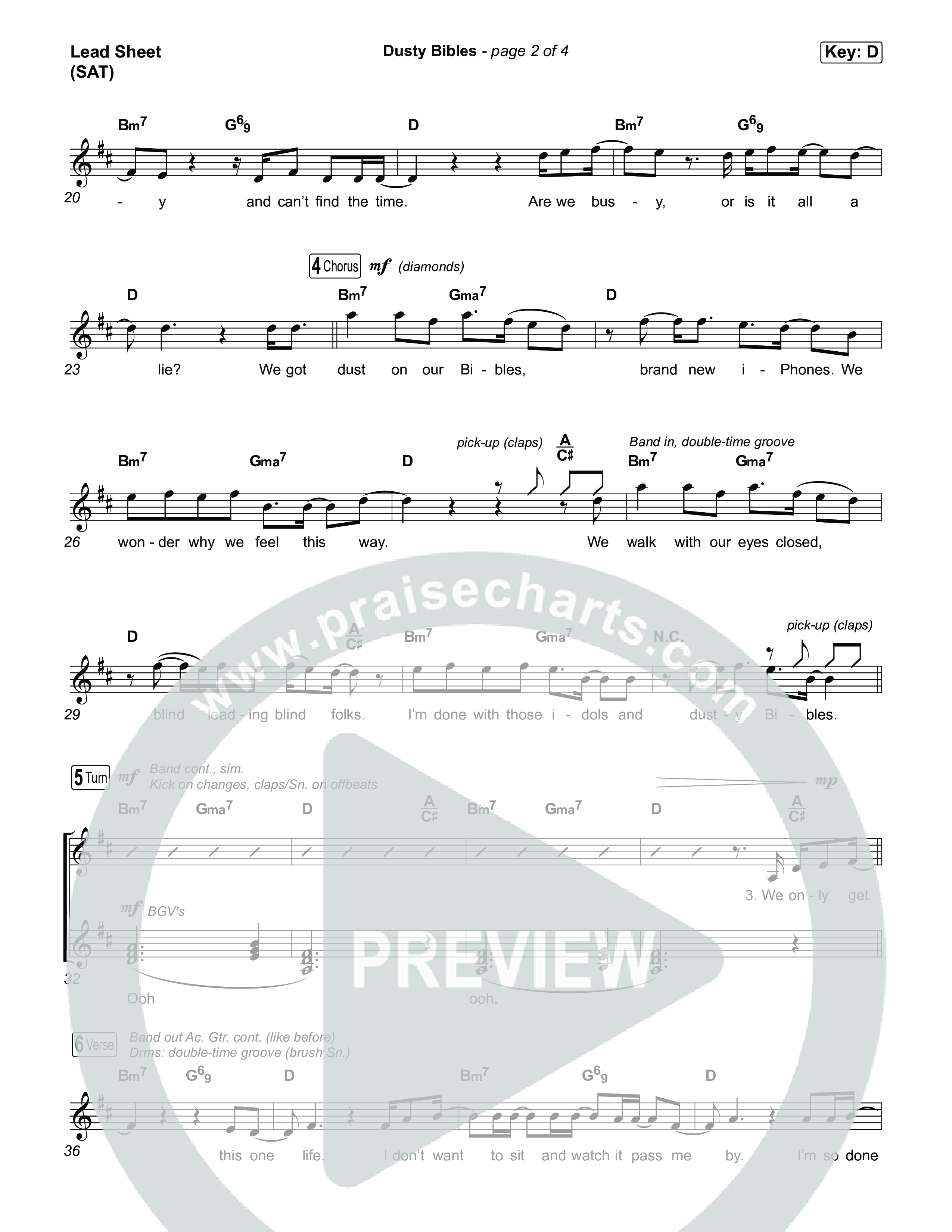 Dusty Bibles Lead Sheet (SAT) (Josiah Queen)