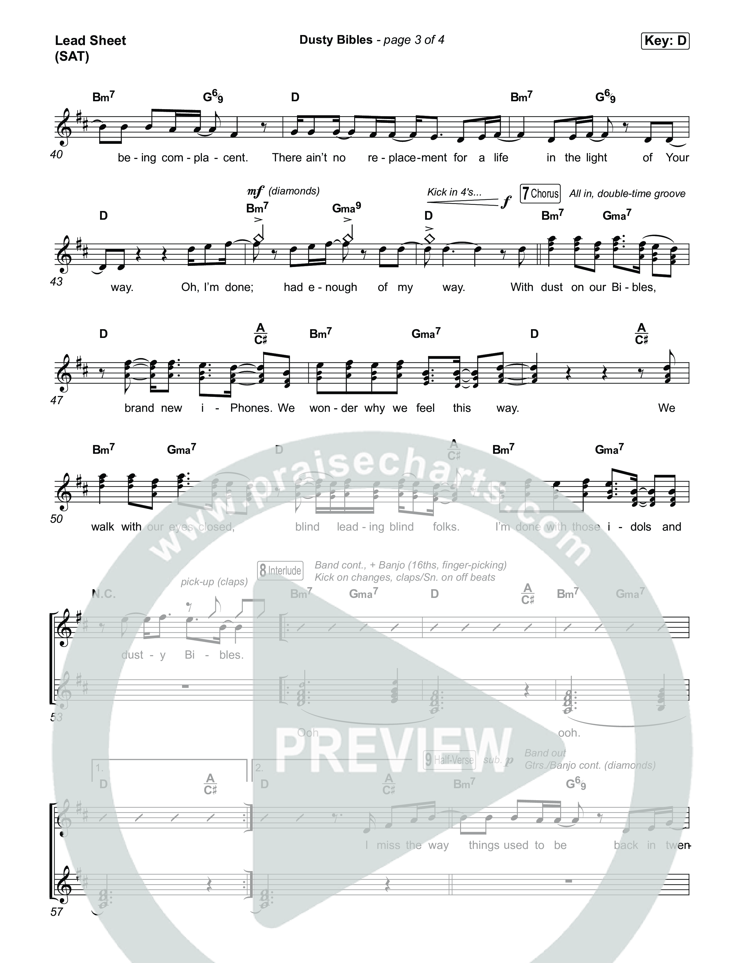 Dusty Bibles Lead Sheet (SAT) (Josiah Queen)