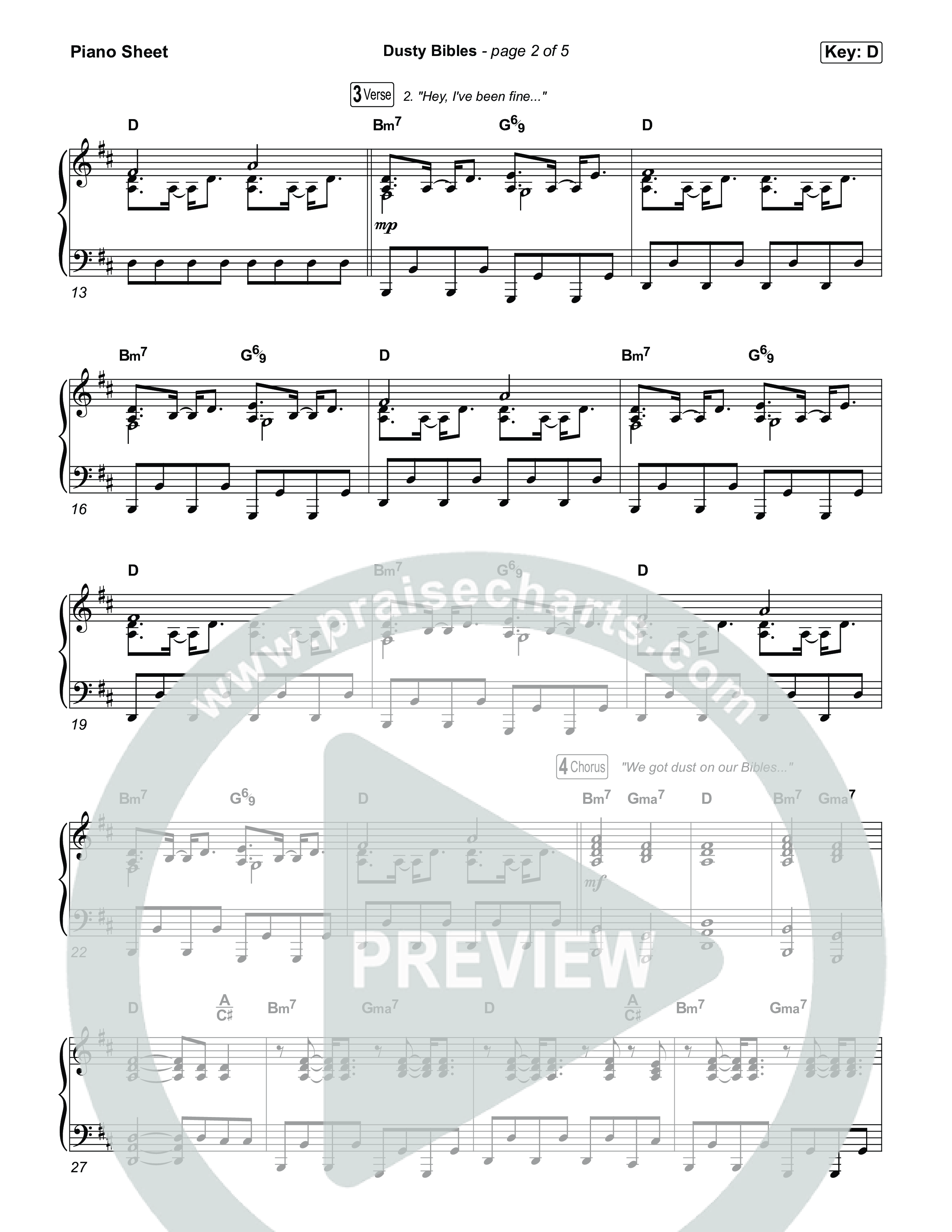 Dusty Bibles Piano Sheet (Josiah Queen)