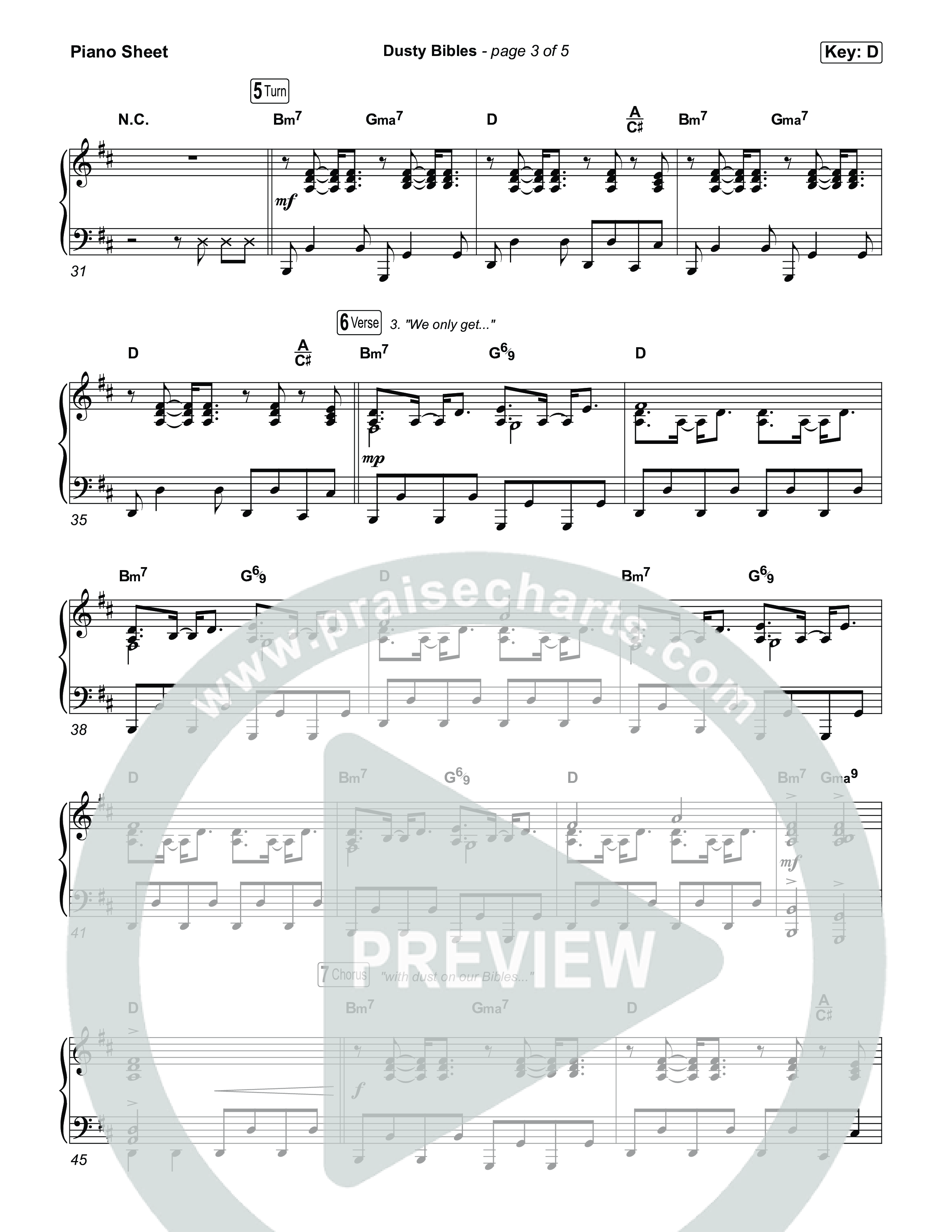 Dusty Bibles Piano Sheet (Josiah Queen)