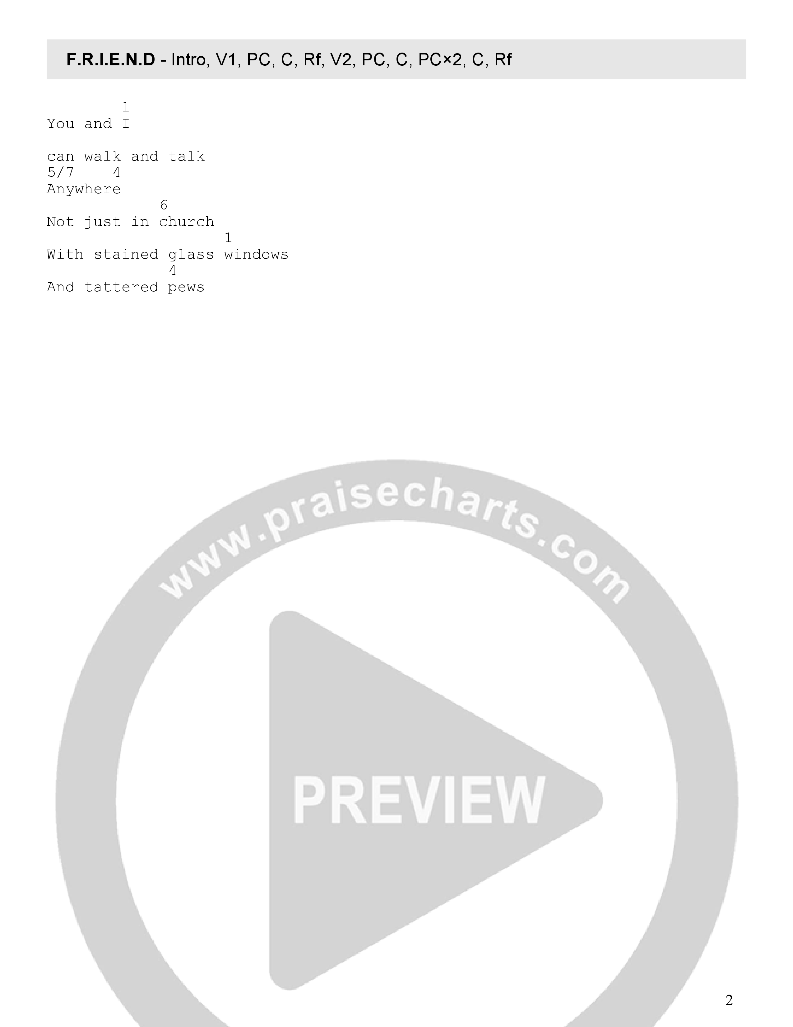 F.R.I.E.N.D Chord Chart (MVMNT Music / Caylie Bryant)