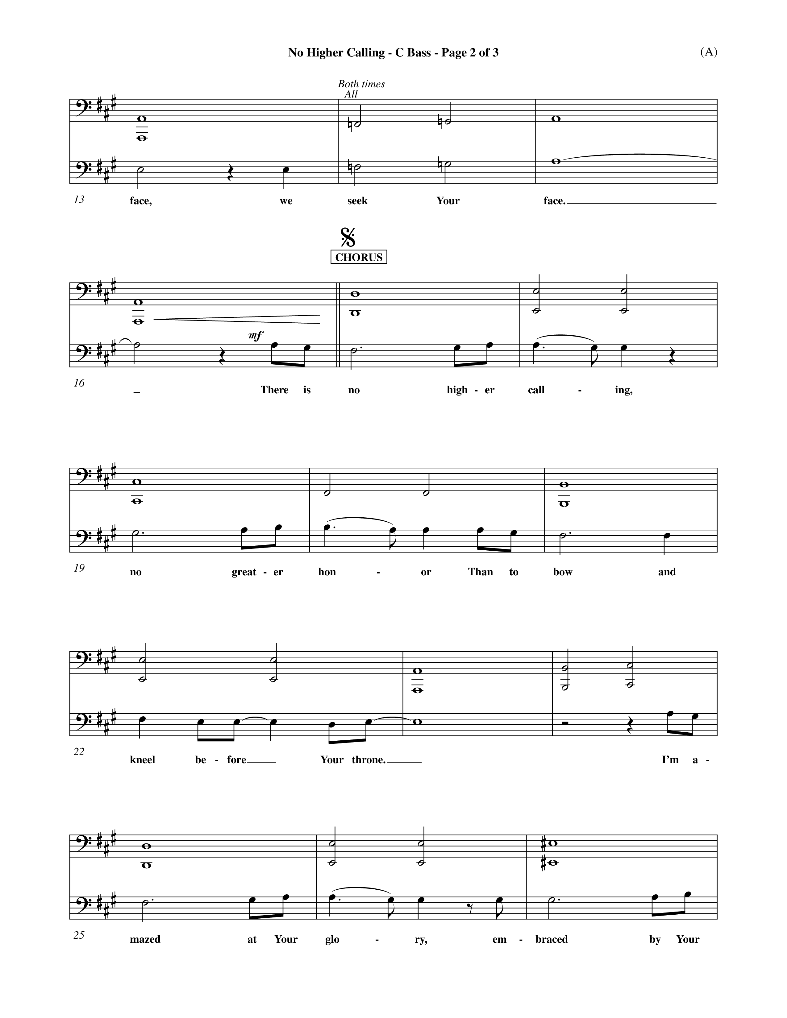 No Higher Calling (Choral Anthem SATB) Contrabass (Word Music Choral / Orch. Keith Wilbanks)