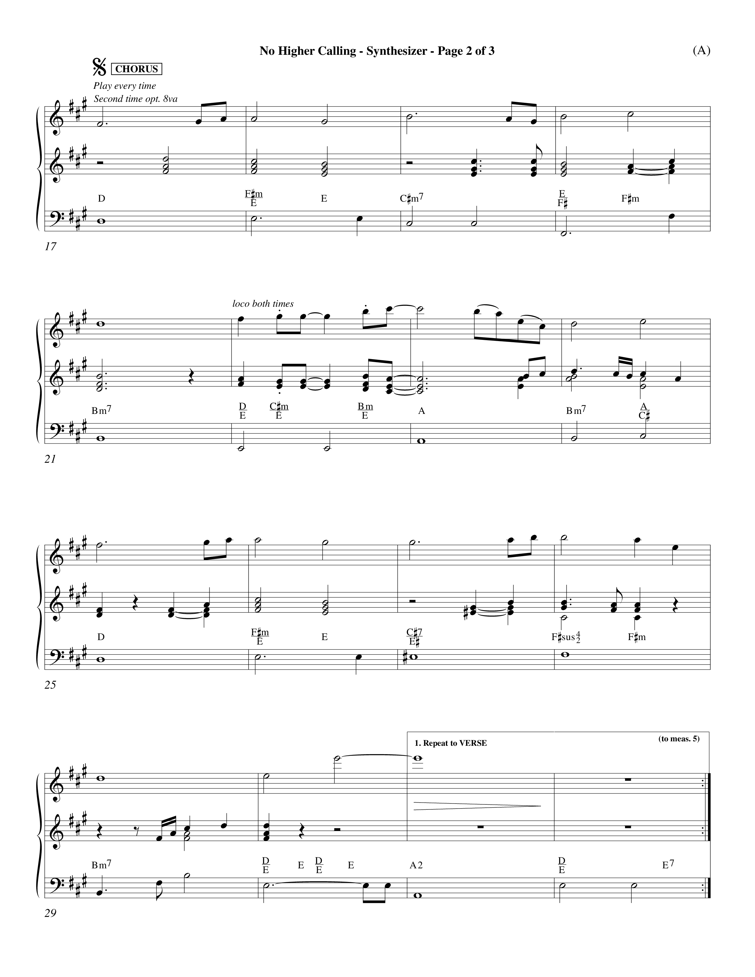 No Higher Calling (Choral Anthem SATB) Synth (Word Music Choral / Orch. Keith Wilbanks)