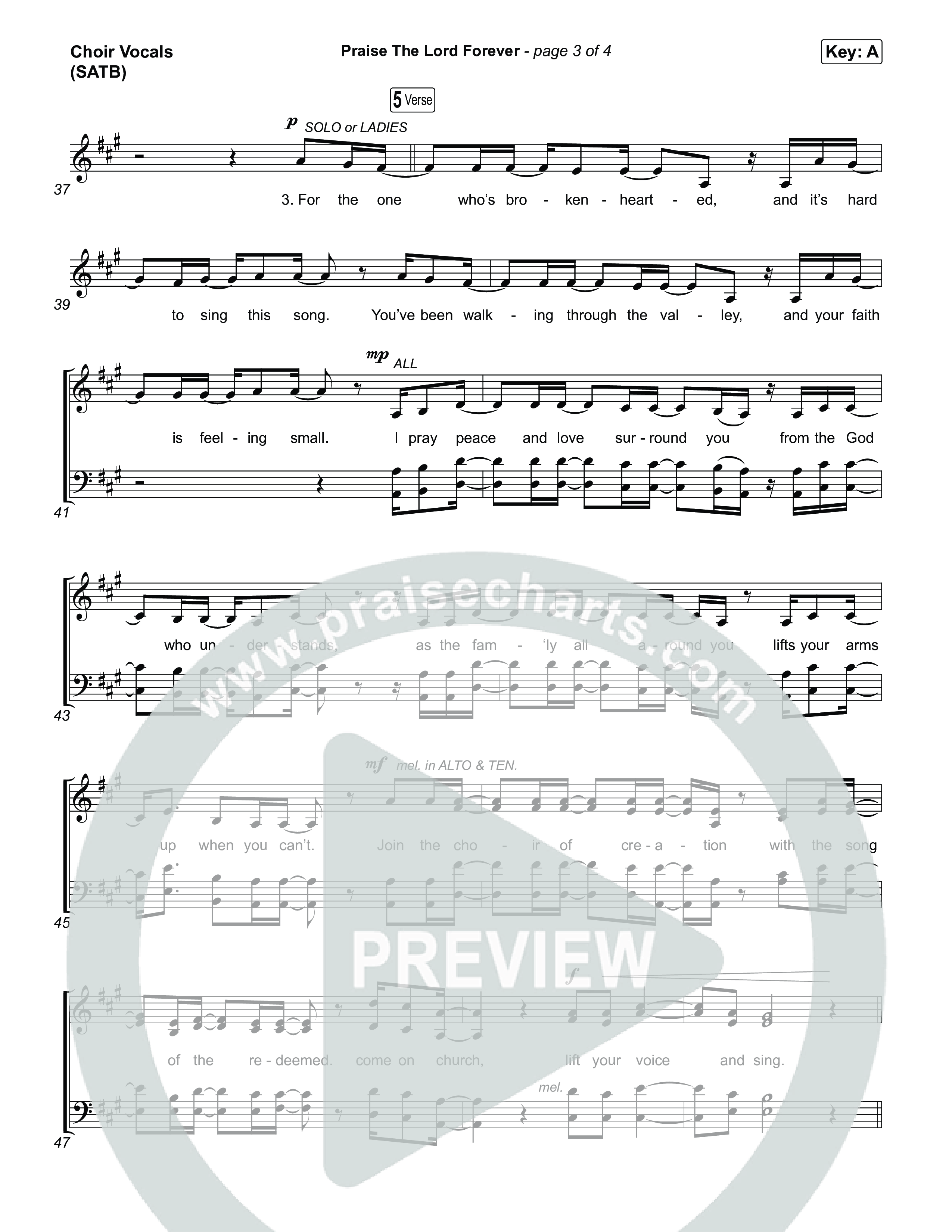 Praise The Lord Forever (Choral Anthem SATB) Choir Sheet (SATB) (Pat Barrett / Arr. Luke Gambill)