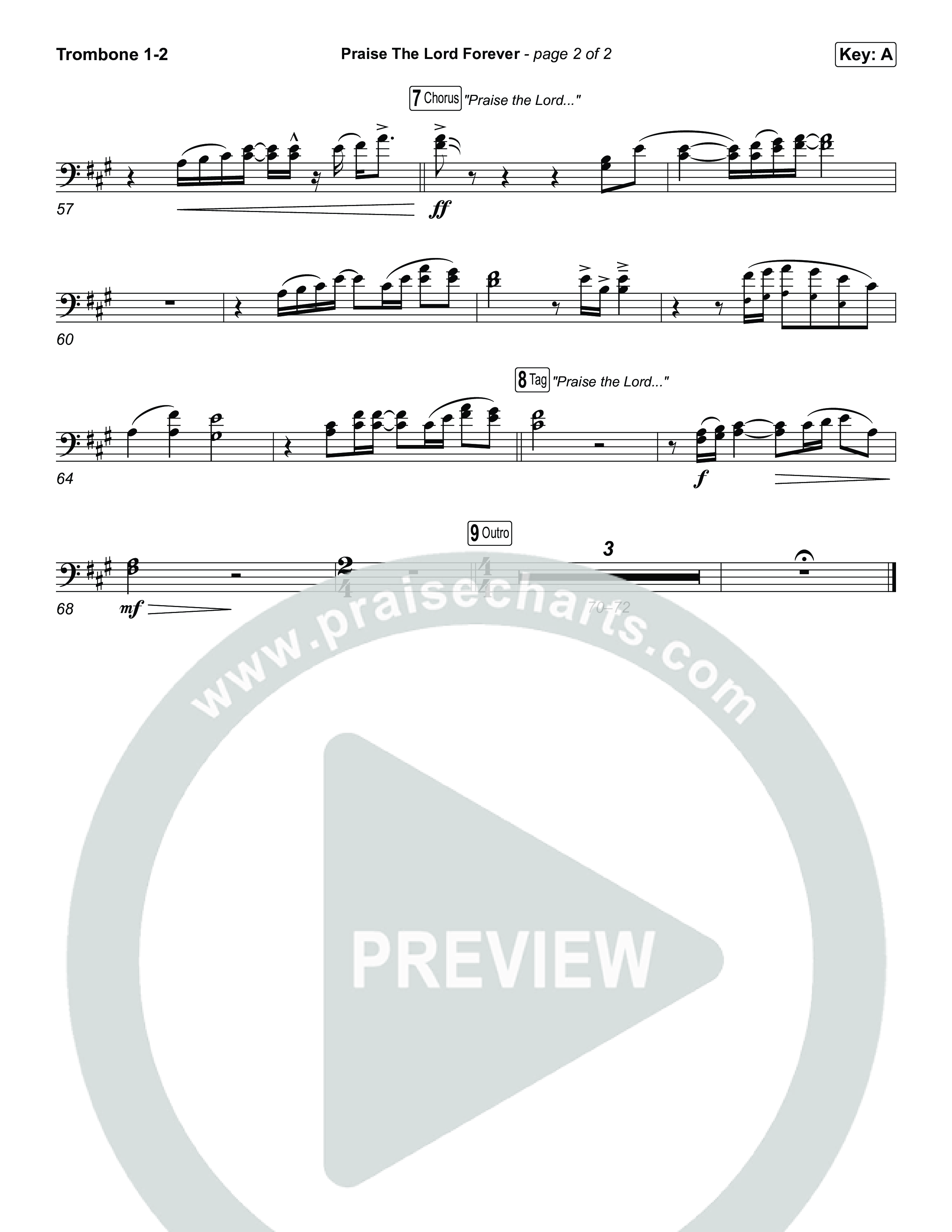 Praise The Lord Forever (Choral Anthem SATB) Trombone 1/2 (Pat Barrett / Arr. Luke Gambill)