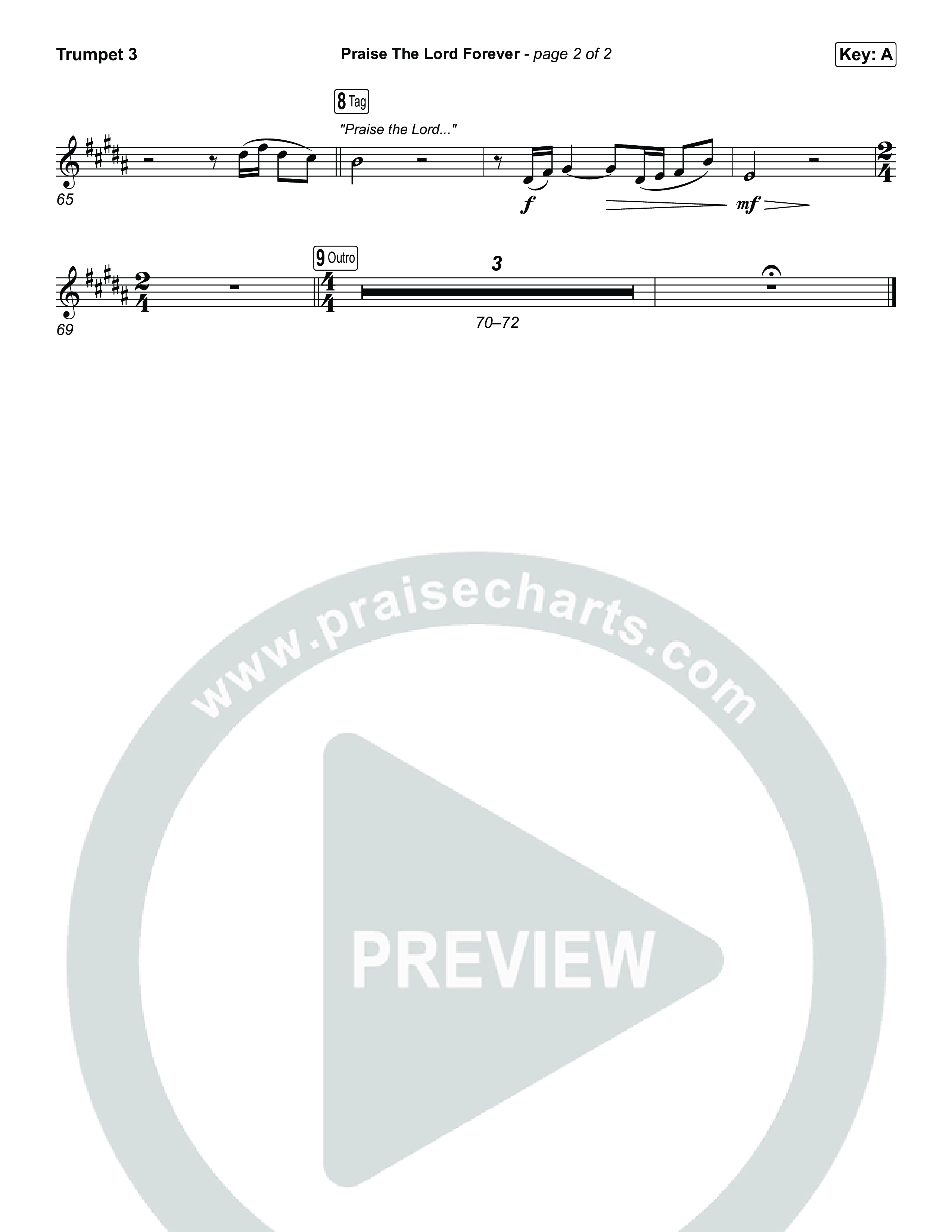 Praise The Lord Forever (Choral Anthem SATB) Trumpet 3 (Pat Barrett / Arr. Luke Gambill)