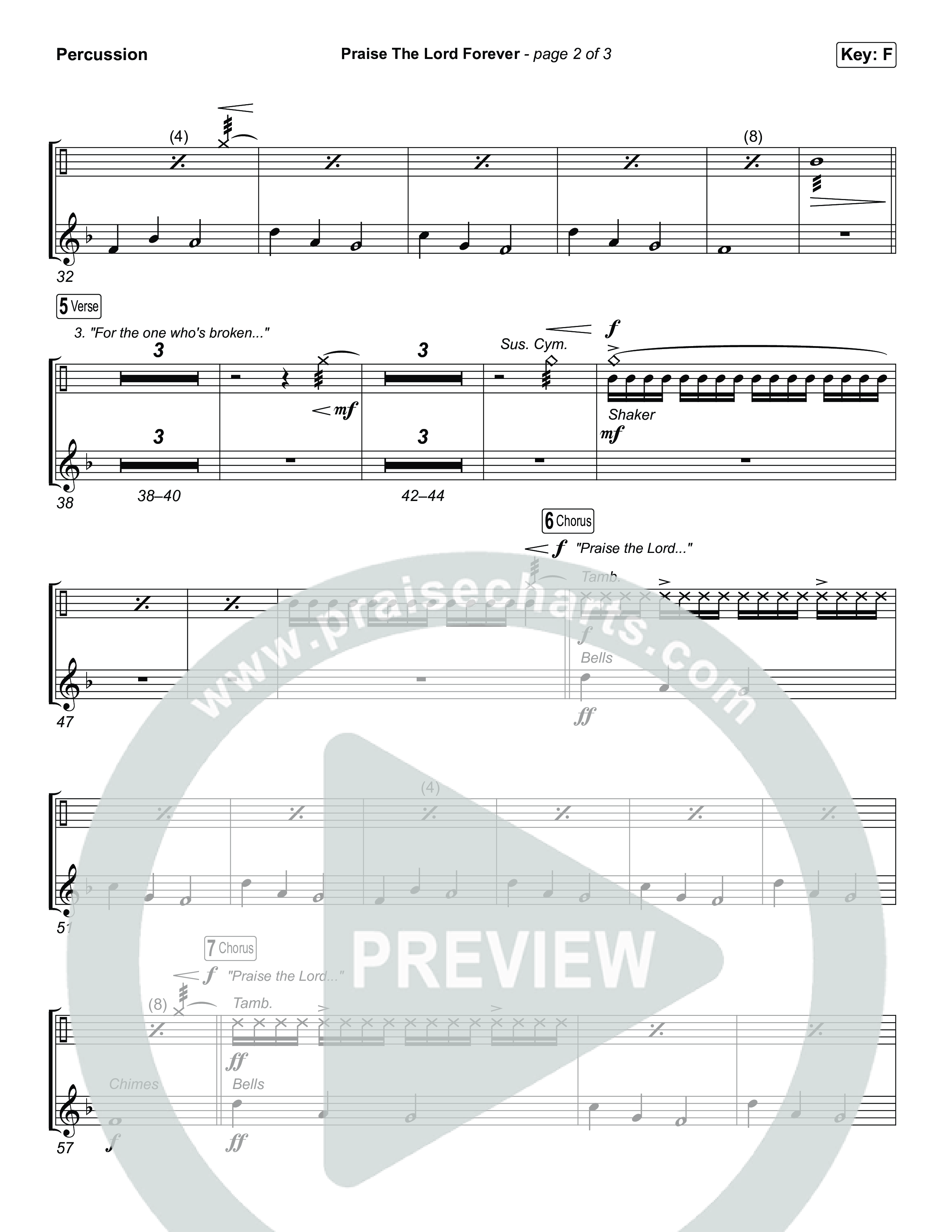 Praise The Lord Forever (Worship Choir/SAB) Percussion (Pat Barrett / Arr. Luke Gambill)