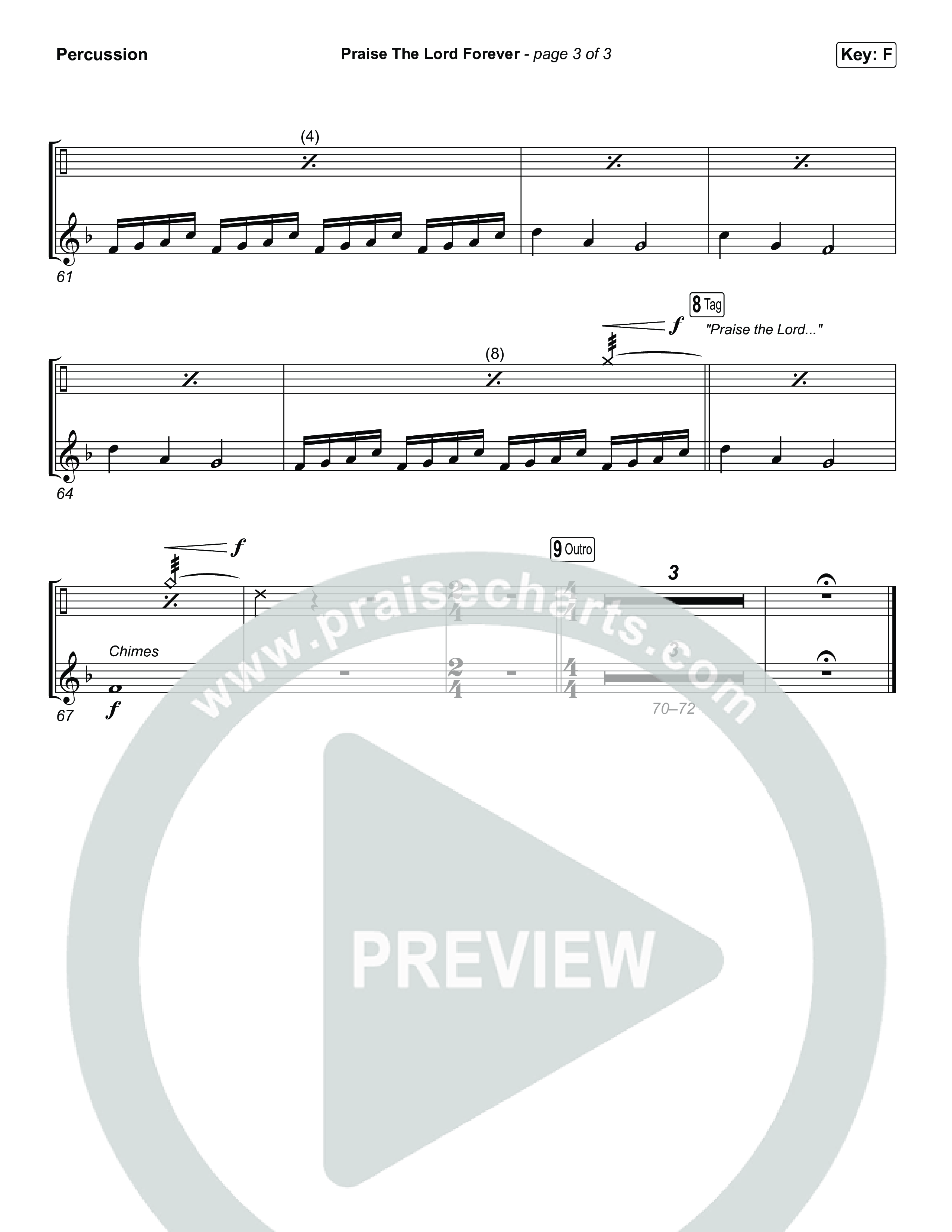 Praise The Lord Forever (Worship Choir/SAB) Percussion (Pat Barrett / Arr. Luke Gambill)