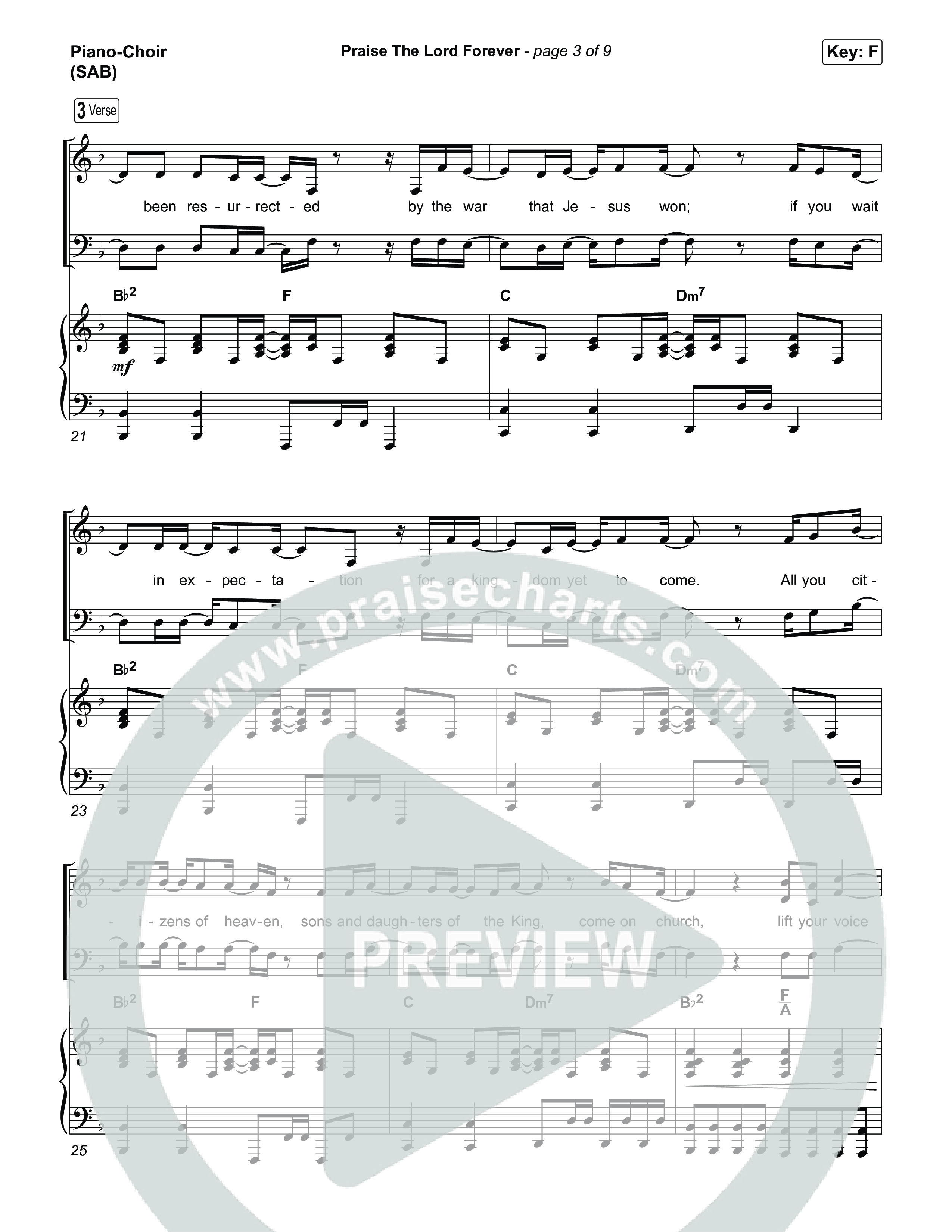 Praise The Lord Forever (Worship Choir/SAB) Piano/Choir (SAB) (Pat Barrett / Arr. Luke Gambill)