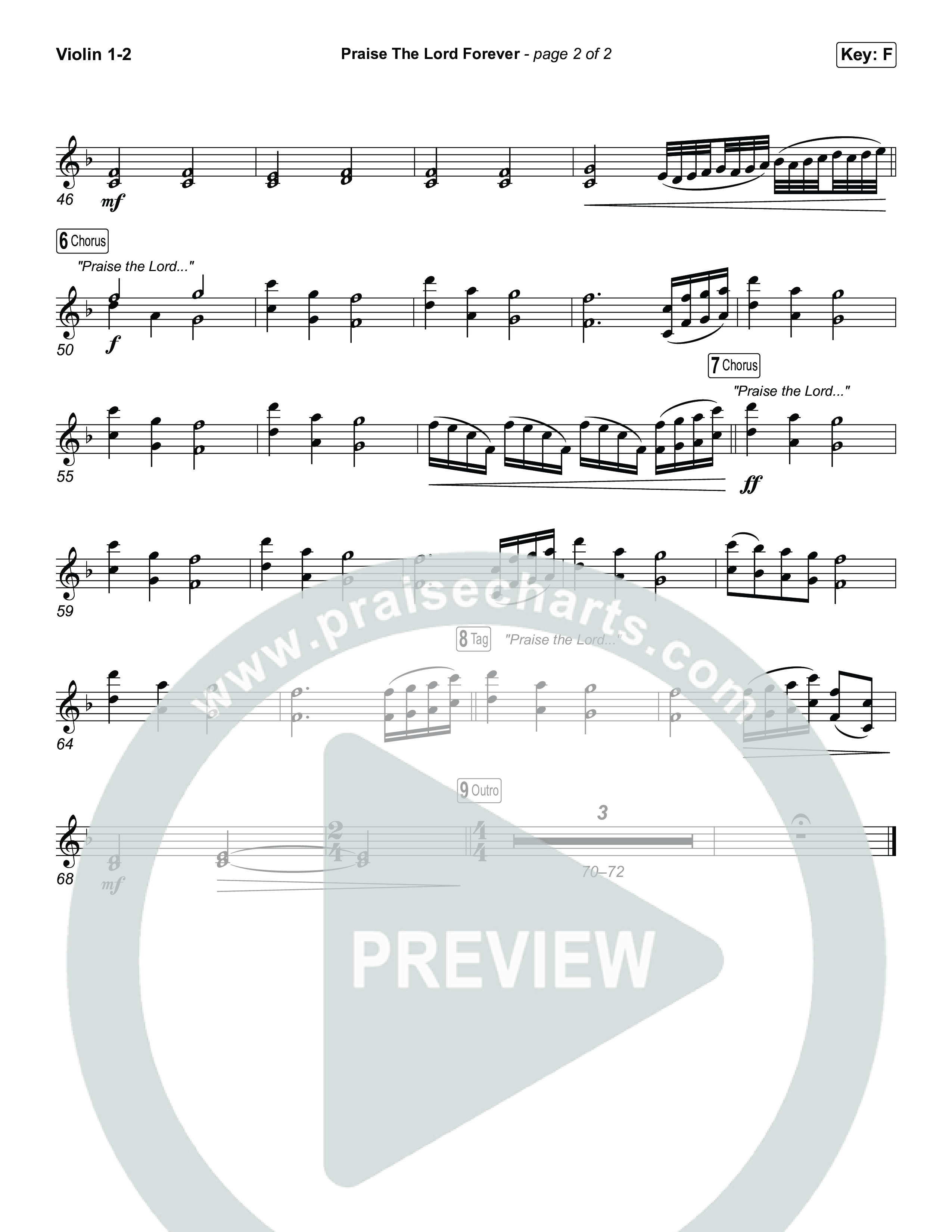 Praise The Lord Forever (Worship Choir/SAB) Violin 1/2 (Pat Barrett / Arr. Luke Gambill)