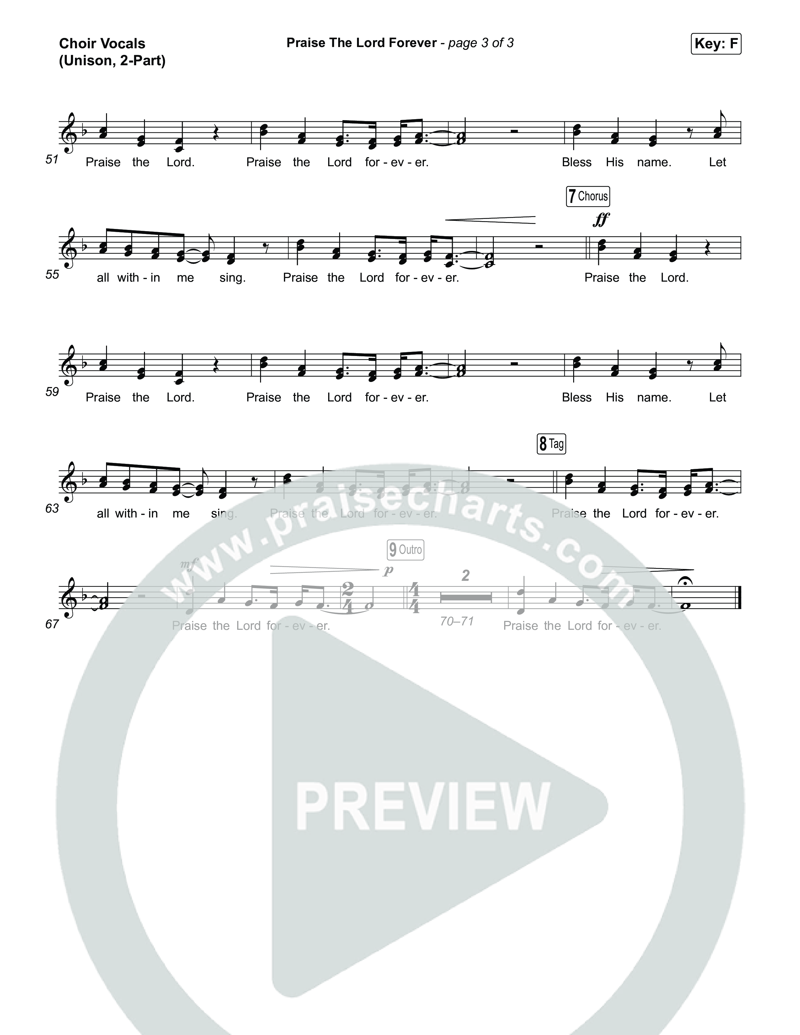 Praise The Lord Forever (Unison/2-Part) Choir Vocals (Uni/2-Part) (Pat Barrett / Arr. Luke Gambill)