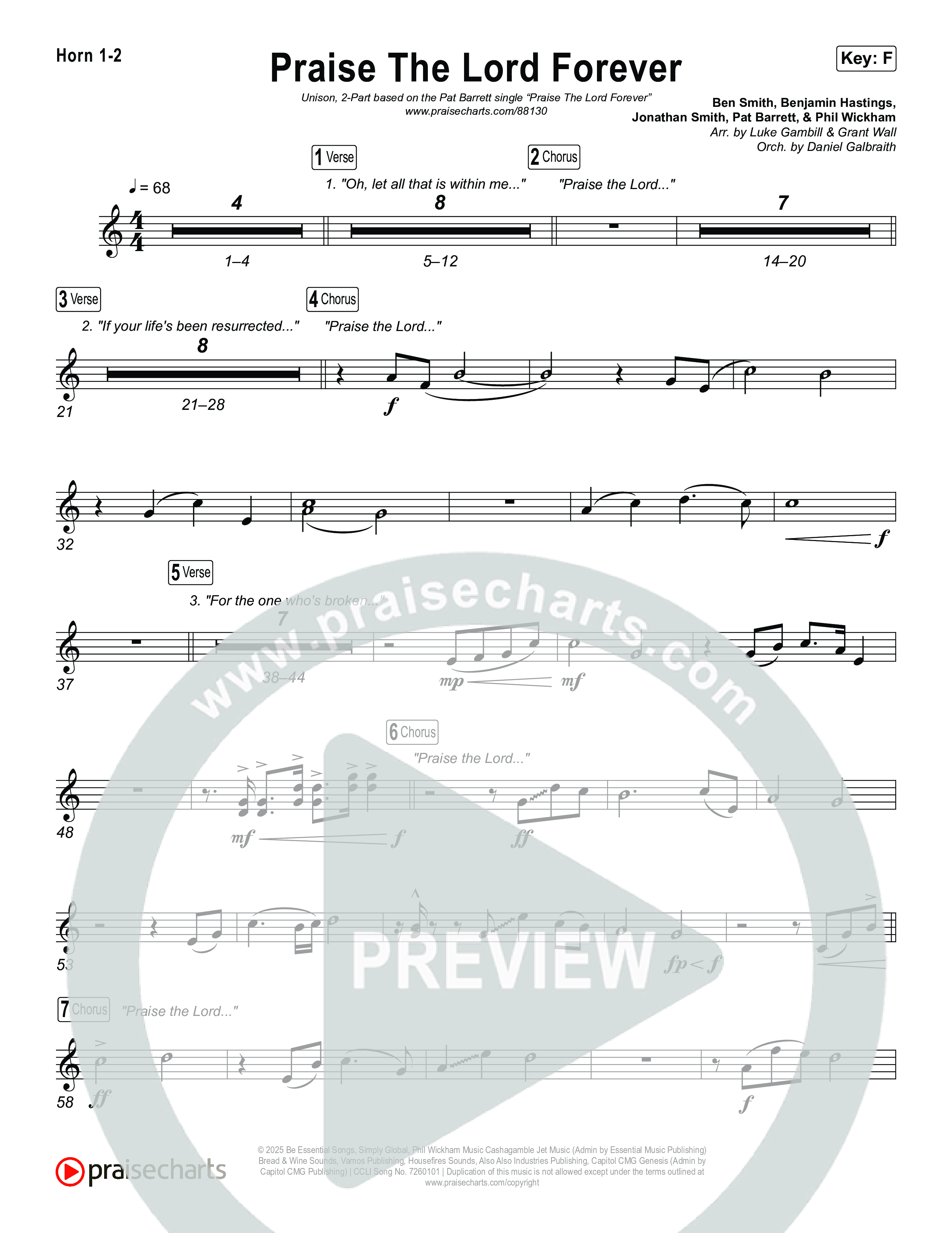 Praise The Lord Forever (Unison/2-Part) Brass Pack (Pat Barrett / Arr. Luke Gambill)