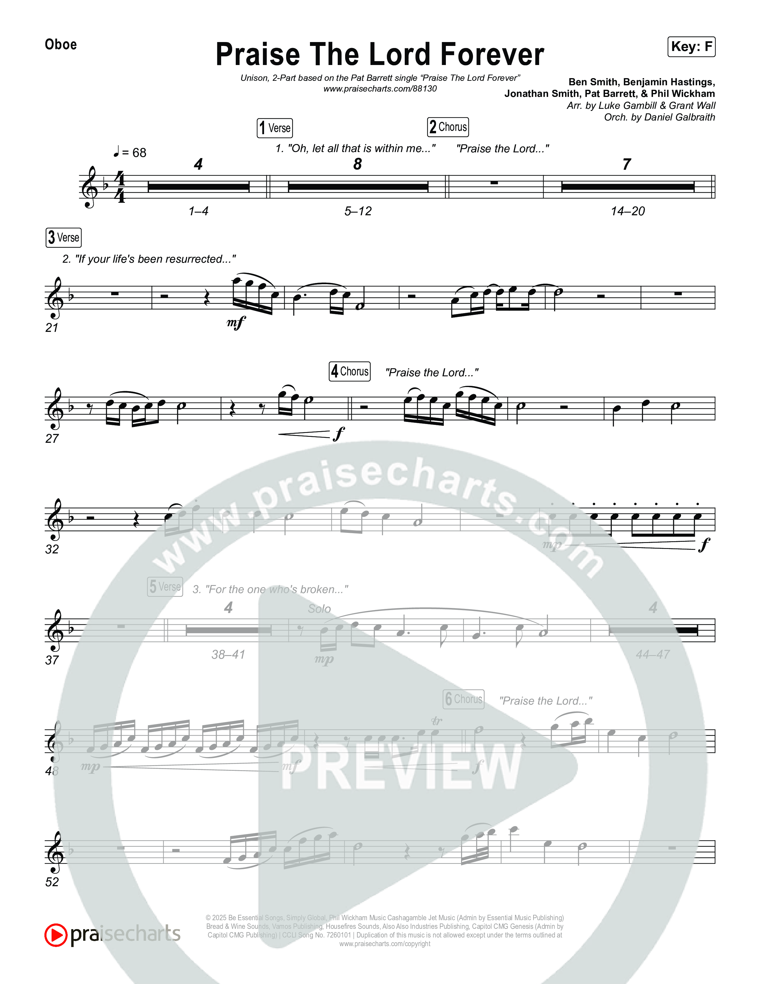 Praise The Lord Forever (Unison/2-Part) Oboe (Pat Barrett / Arr. Luke Gambill)