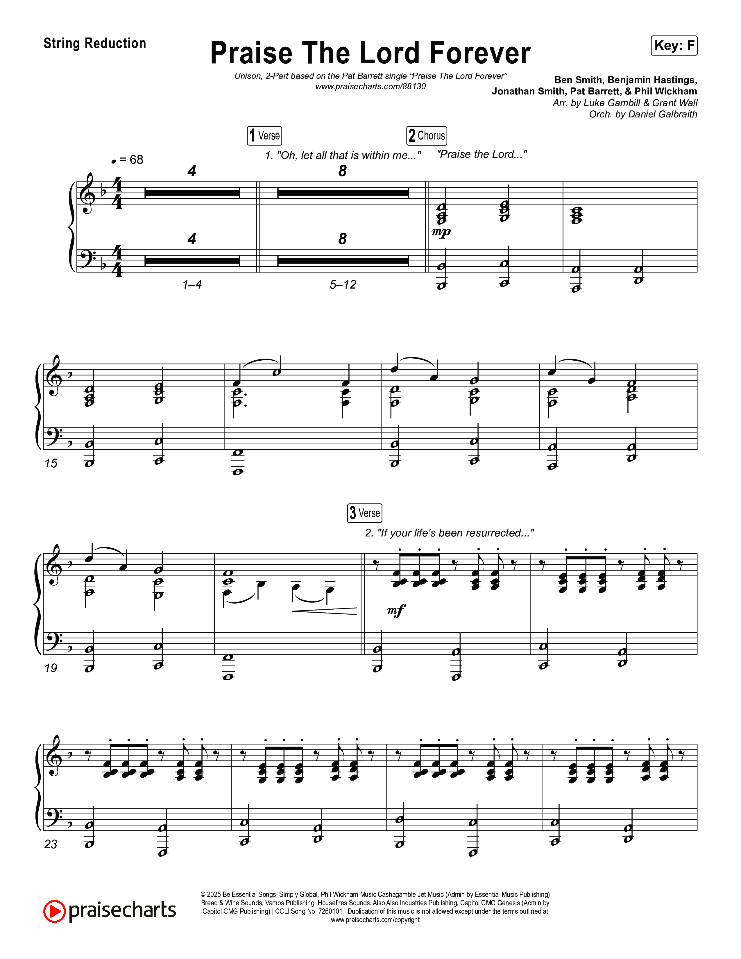 Praise The Lord Forever (Unison/2-Part) String Reduction (Pat Barrett / Arr. Luke Gambill)