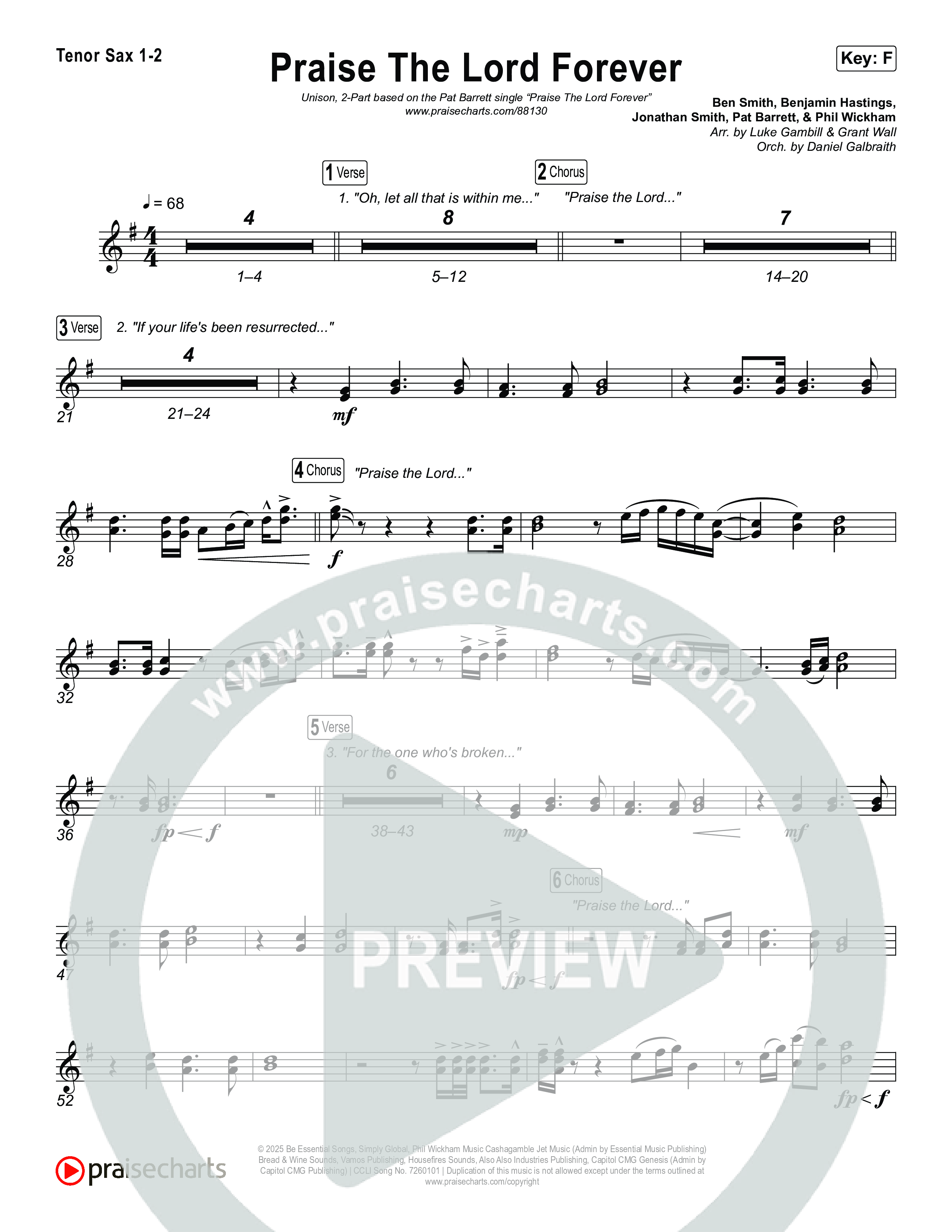 Praise The Lord Forever (Unison/2-Part) Sax Pack (Pat Barrett / Arr. Luke Gambill)