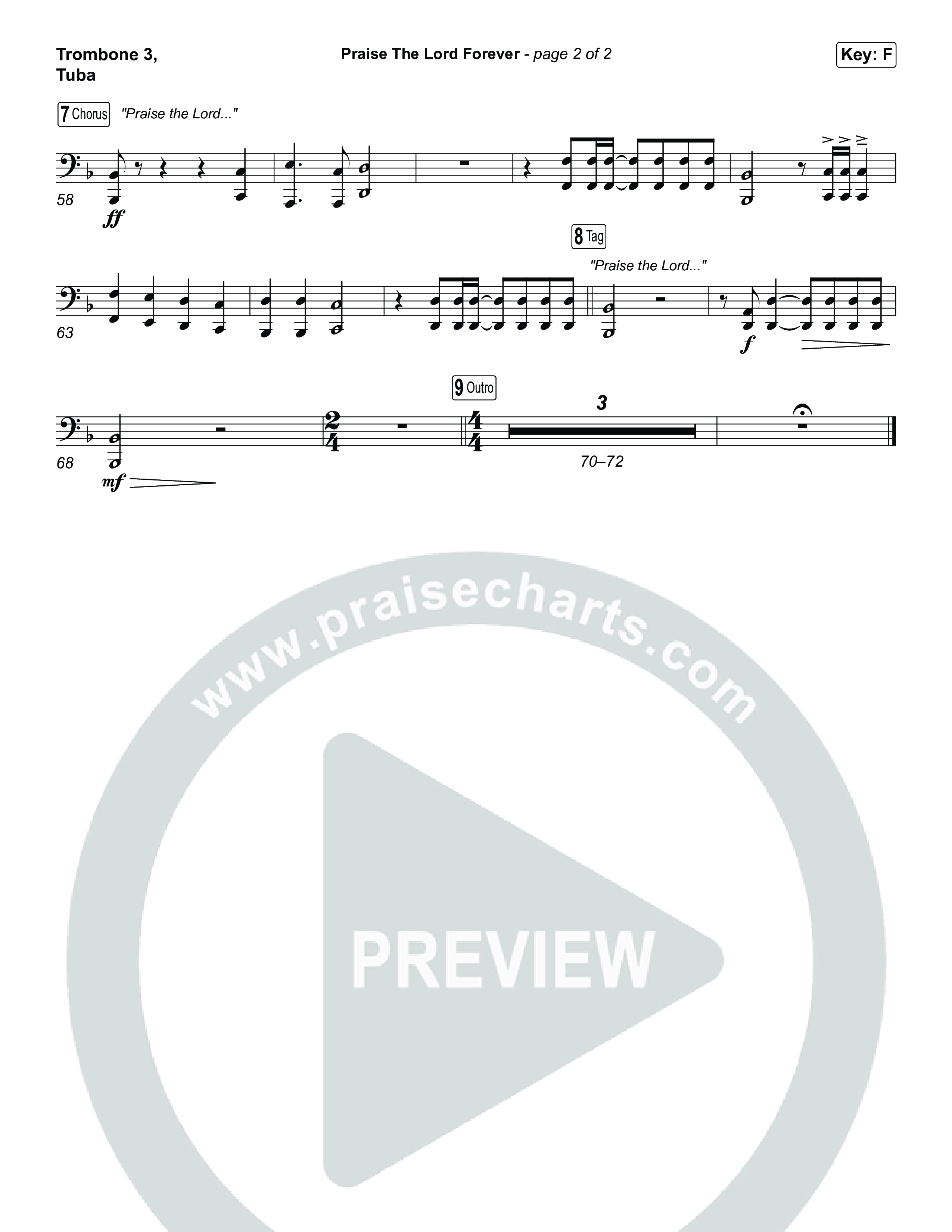 Praise The Lord Forever (Unison/2-Part) Trombone 3/Tuba (Pat Barrett / Arr. Luke Gambill)
