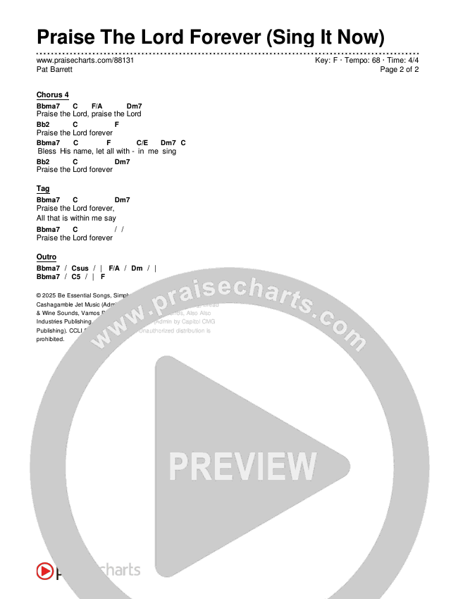 Praise The Lord Forever (Sing It Now) Chords & Lyrics (Pat Barrett / Arr. Luke Gambill)