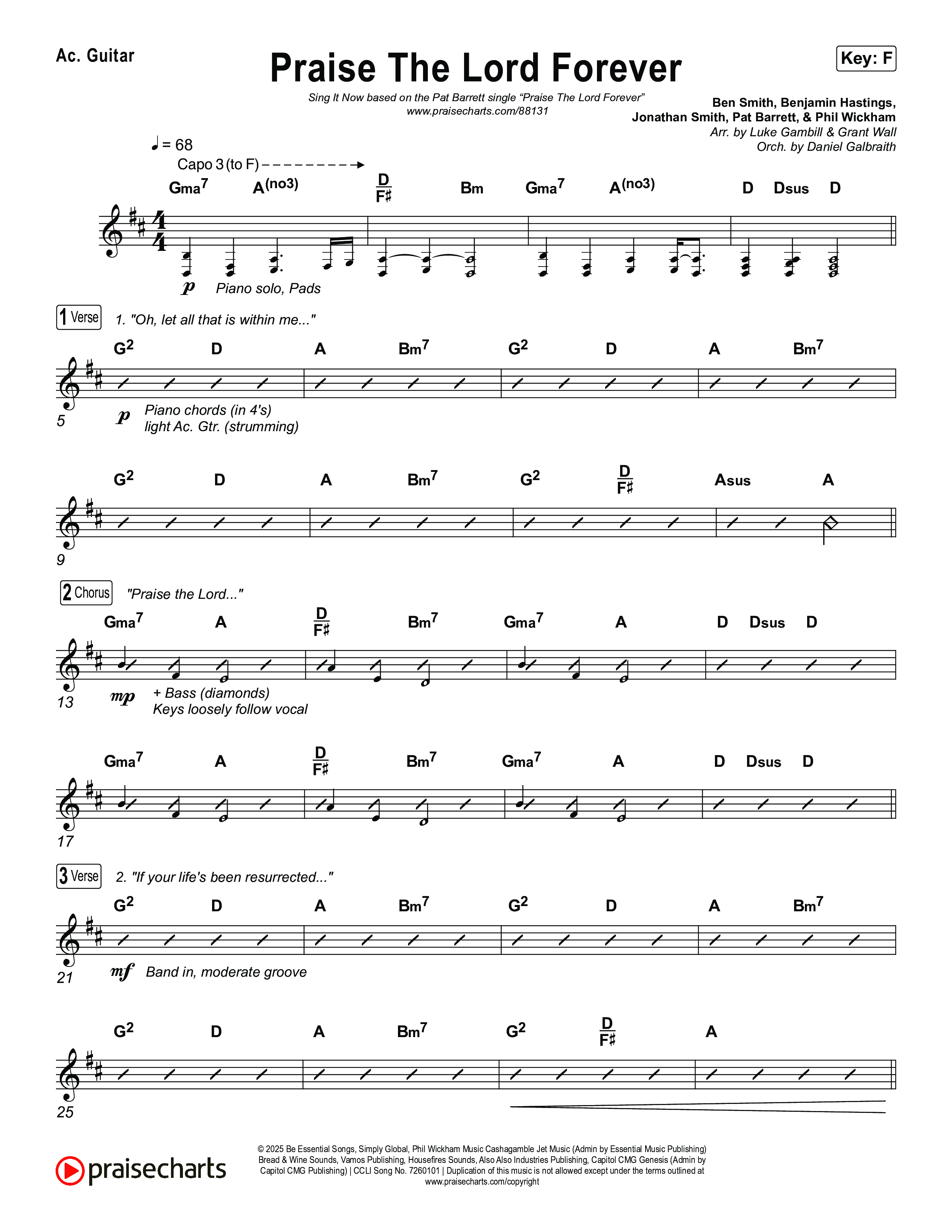 Praise The Lord Forever (Sing It Now) Acoustic Guitar (Pat Barrett / Arr. Luke Gambill)