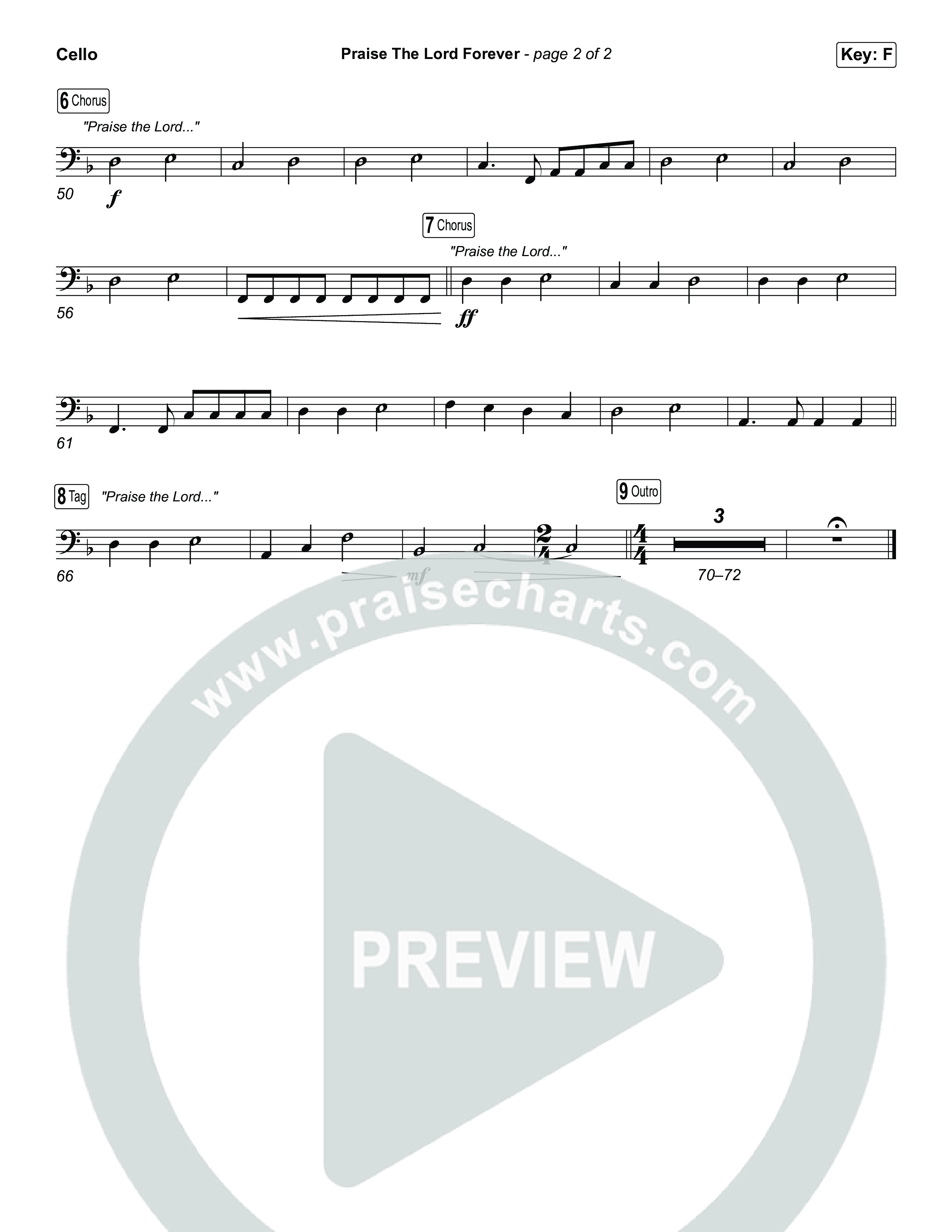 Praise The Lord Forever (Sing It Now) Cello (Pat Barrett / Arr. Luke Gambill)