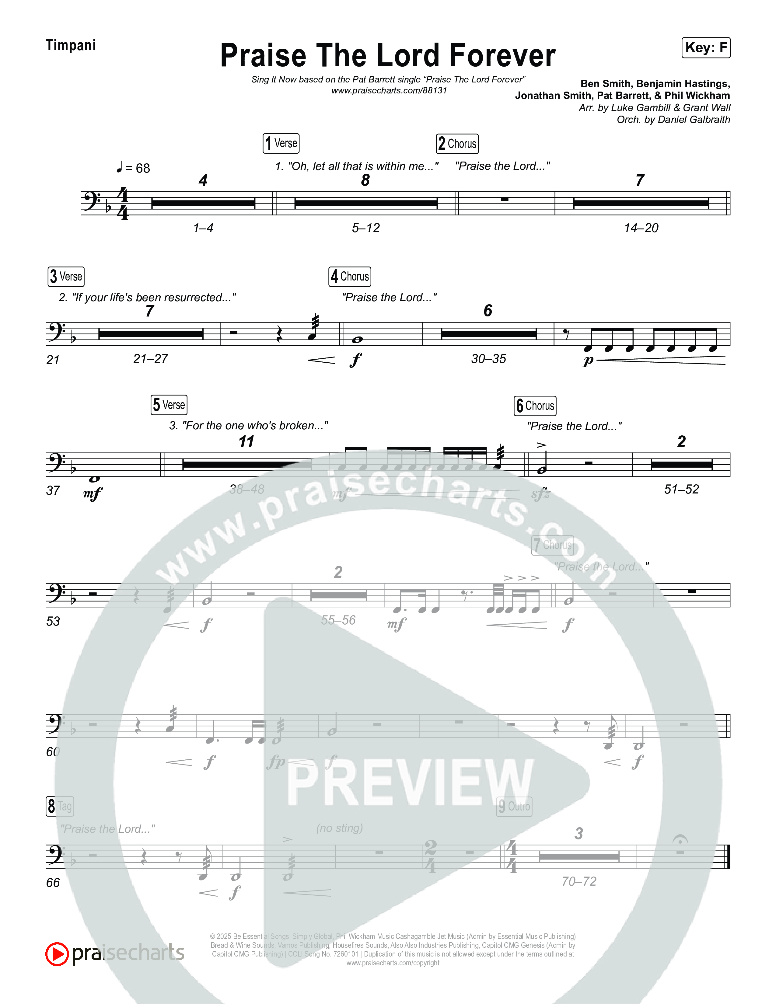 Praise The Lord Forever (Sing It Now) Timpani (Pat Barrett / Arr. Luke Gambill)