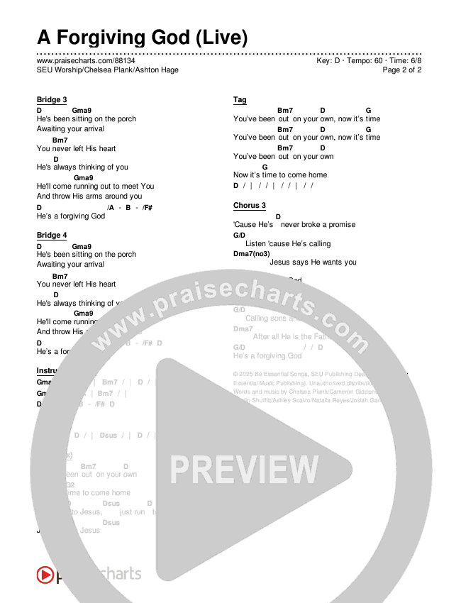 A Forgiving God (Live) Chords & Lyrics (SEU Worship / Chelsea Plank / Ashton Hage)