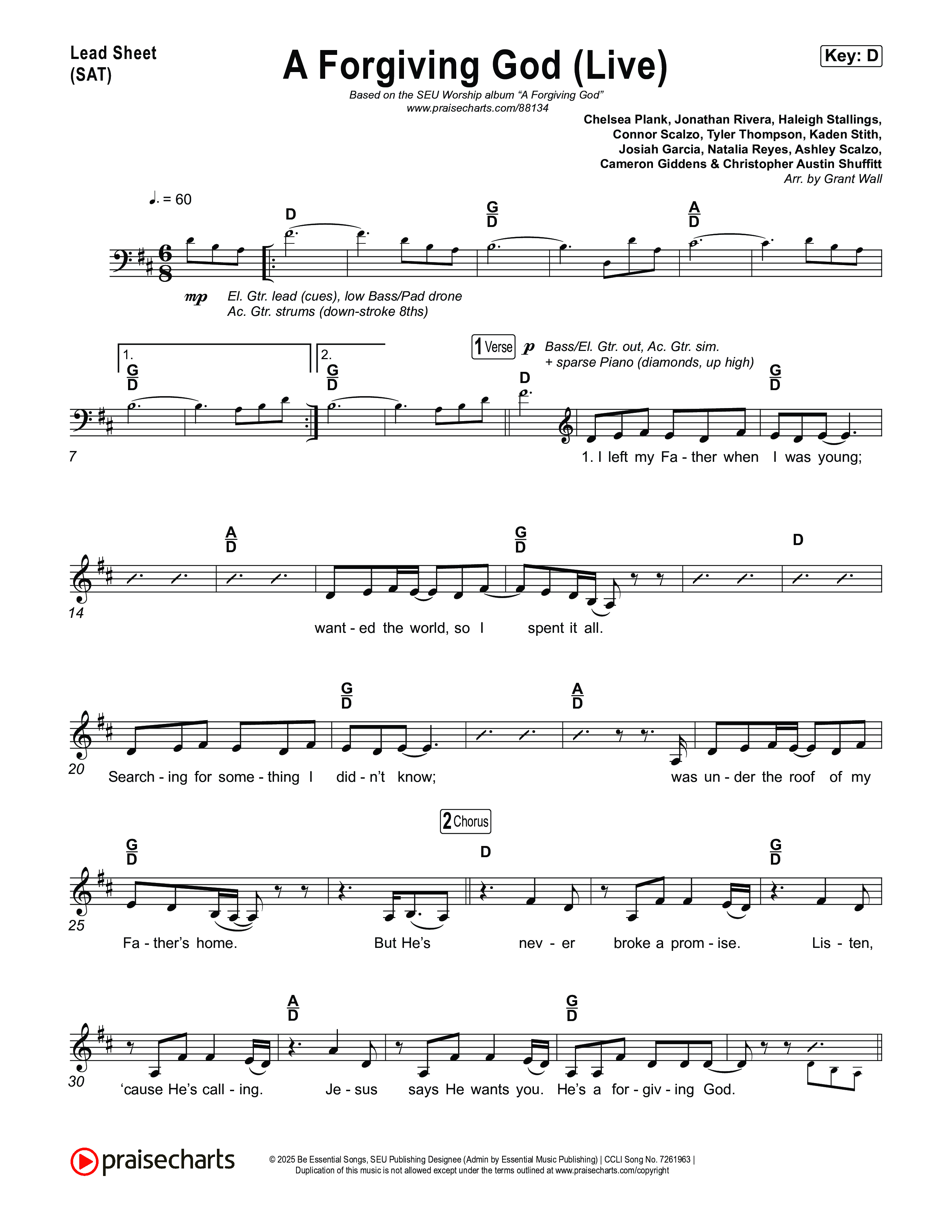 A Forgiving God (Live) Lead Sheet (SAT) (SEU Worship / Chelsea Plank / Ashton Hage)