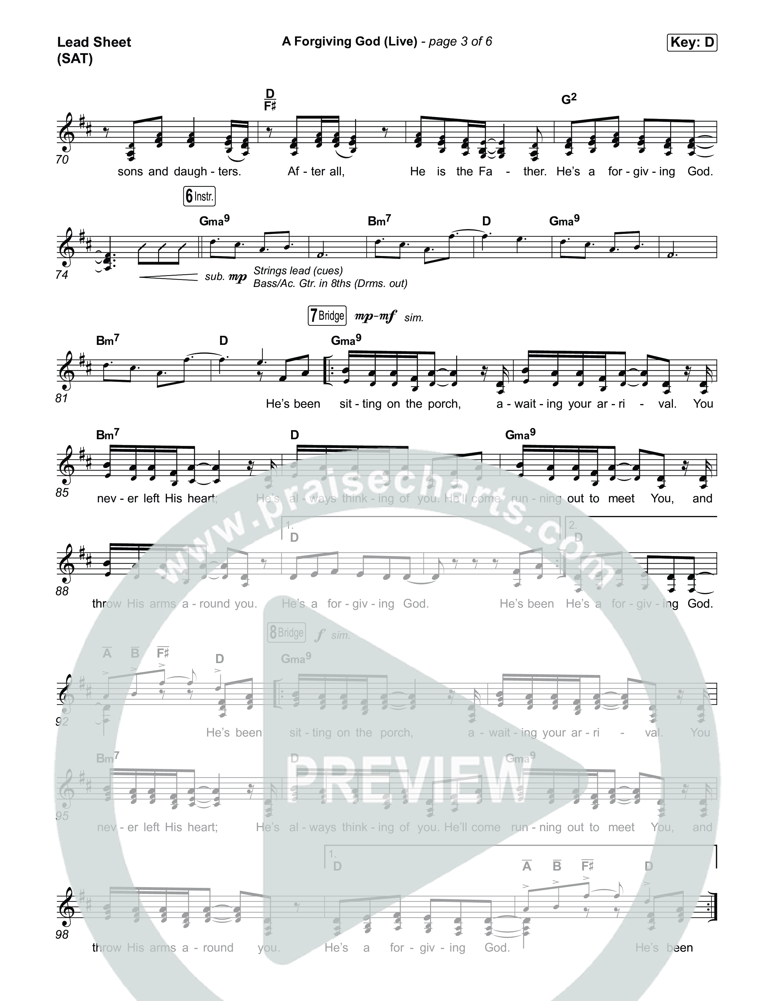 A Forgiving God (Live) Lead Sheet (SAT) (SEU Worship / Chelsea Plank / Ashton Hage)