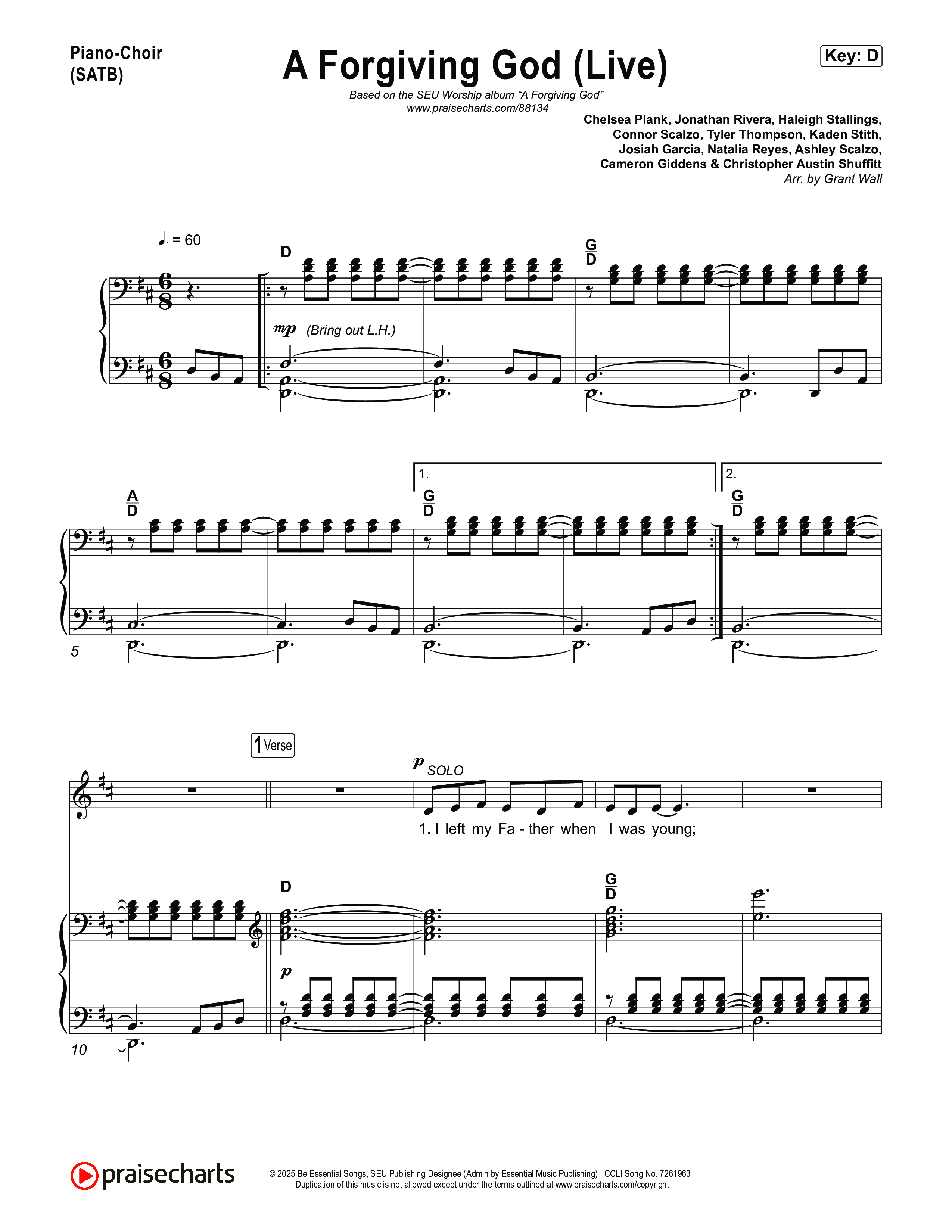 A Forgiving God (Live) Piano/Vocal Pack (SEU Worship / Chelsea Plank / Ashton Hage)