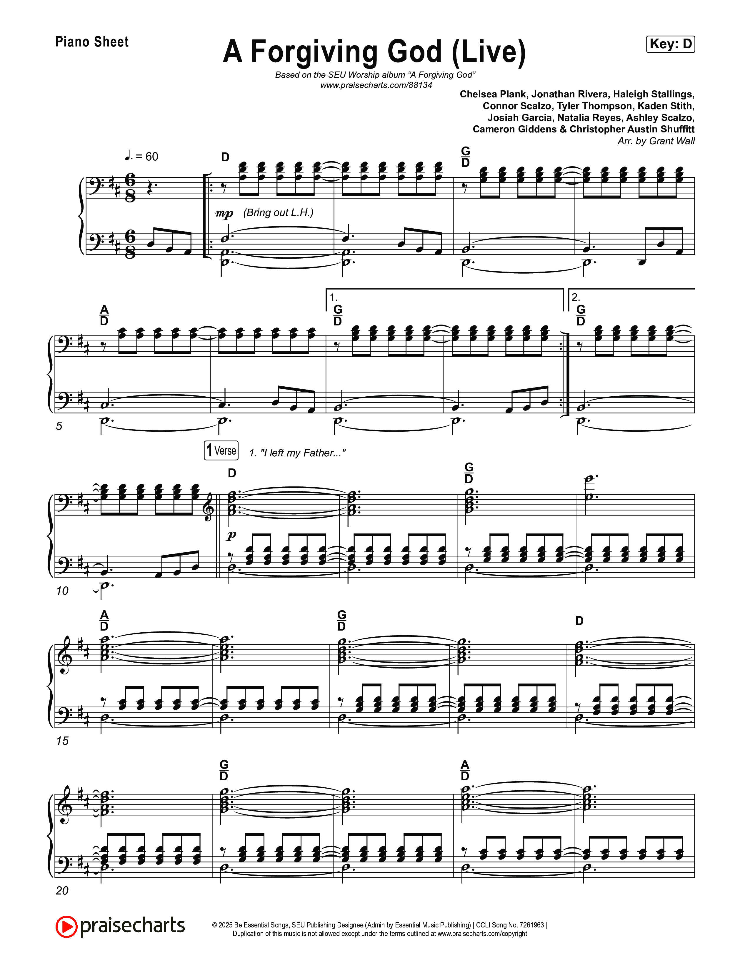 A Forgiving God (Live) Piano Sheet (SEU Worship / Chelsea Plank / Ashton Hage)