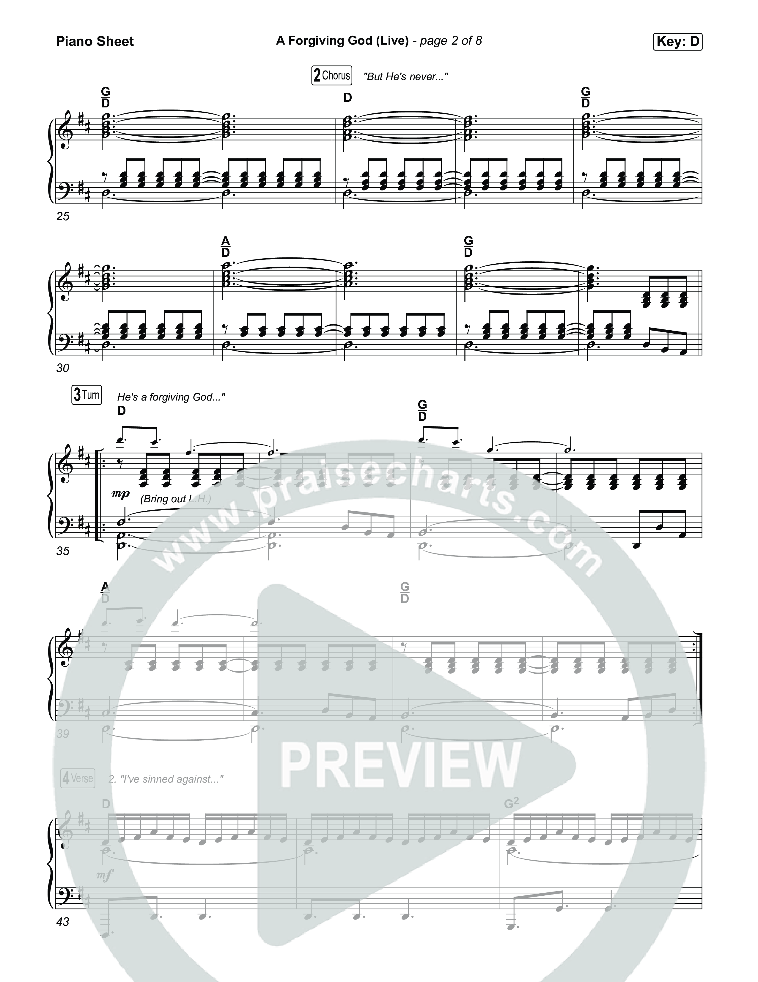 A Forgiving God (Live) Piano Sheet (SEU Worship / Chelsea Plank / Ashton Hage)