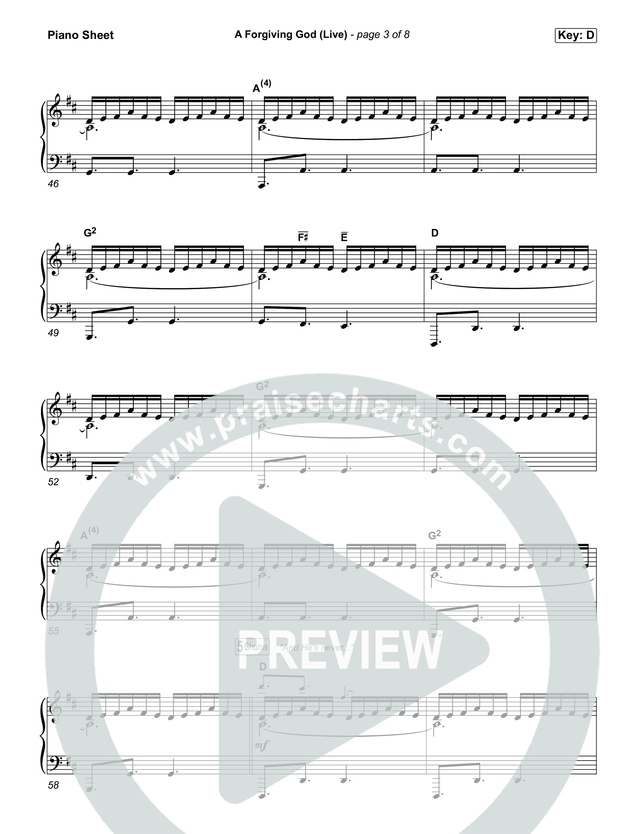 A Forgiving God (Live) Piano Sheet (SEU Worship / Chelsea Plank / Ashton Hage)