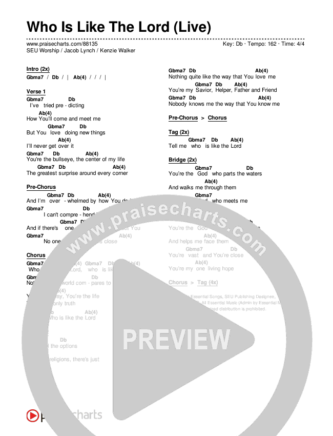 Who Is Like The Lord (Live) Chords & Lyrics (SEU Worship / Jacob Lynch / Kenzie Walker)