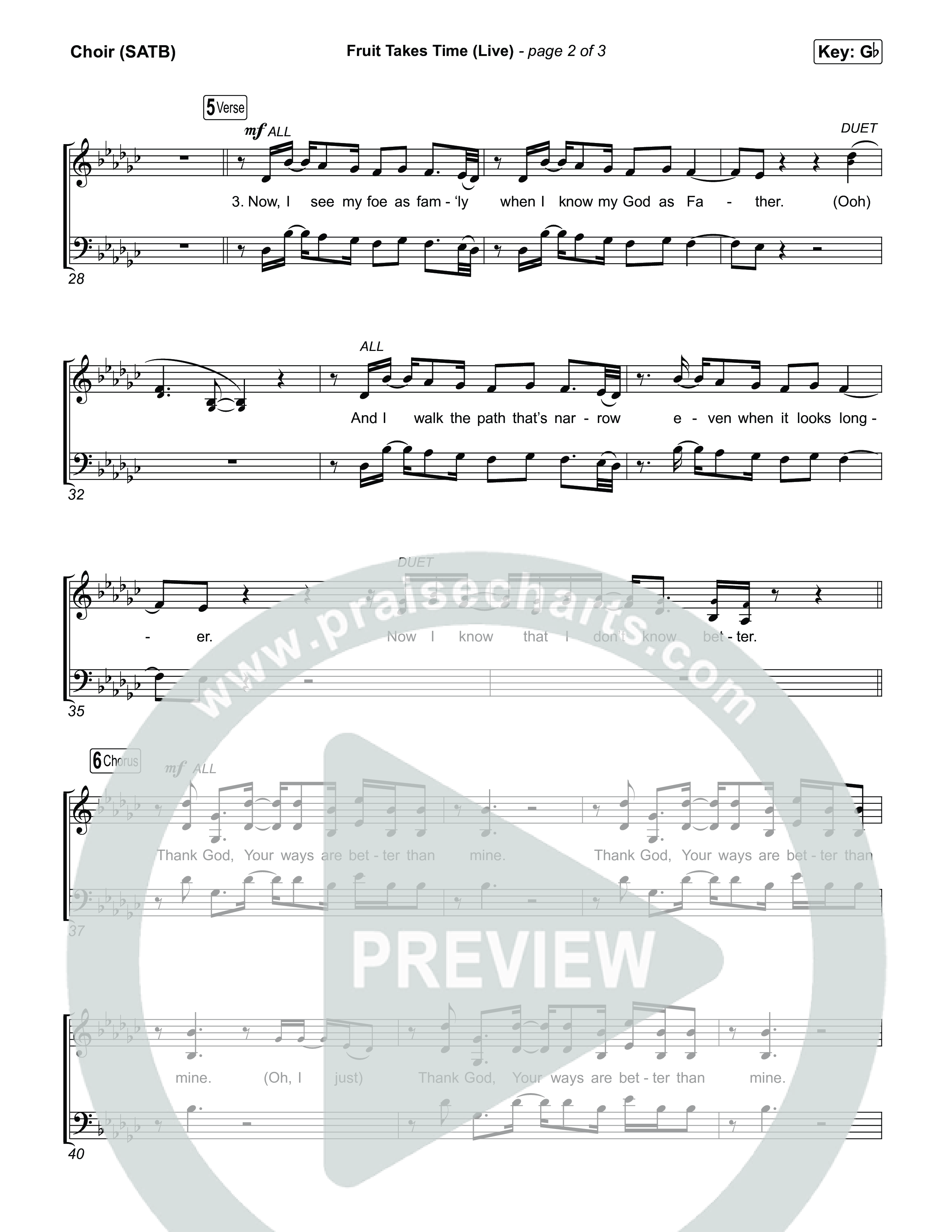 Fruit Takes Time (Live) Choir Sheet (SATB) (SEU Worship / Chelsea Plank)