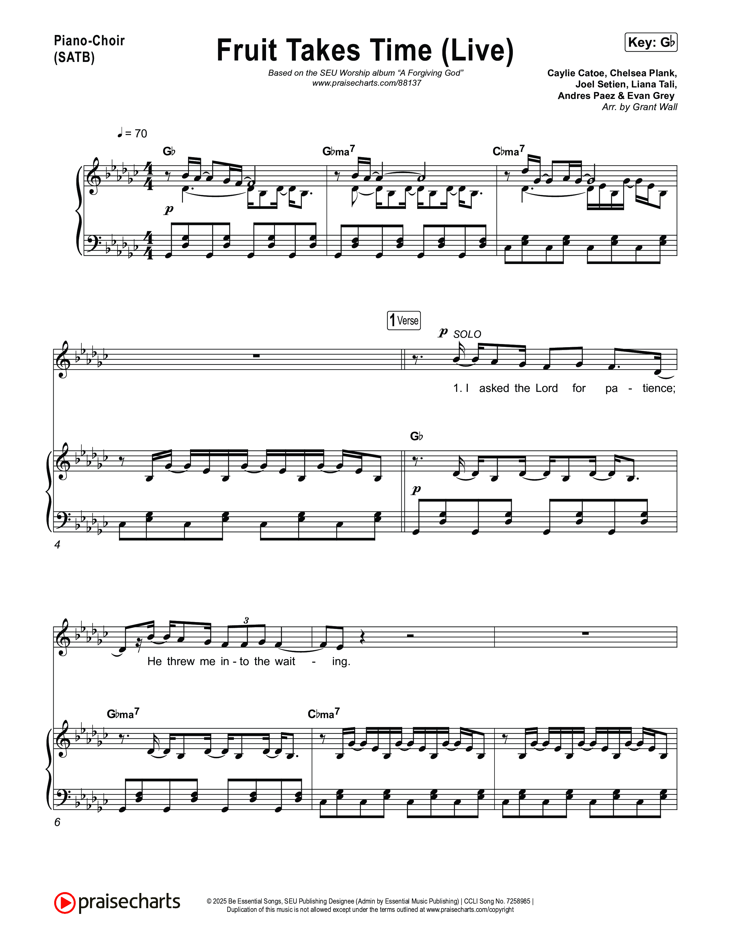 Fruit Takes Time (Live) Piano/Vocal Pack (SEU Worship / Chelsea Plank)