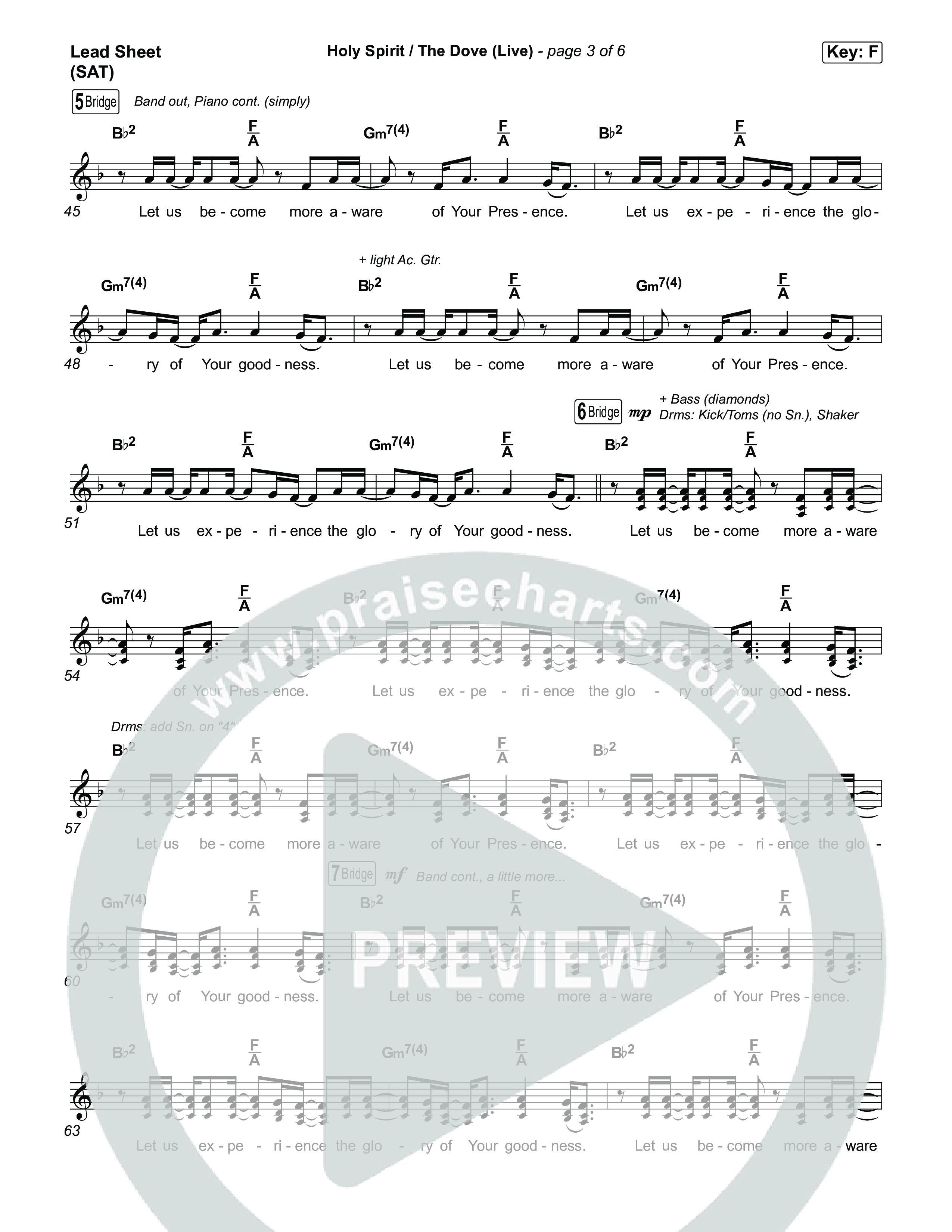 Holy Spirit  / The Dove (Live) Lead Sheet (SAT) (SEU Worship / Chelsea Plank)