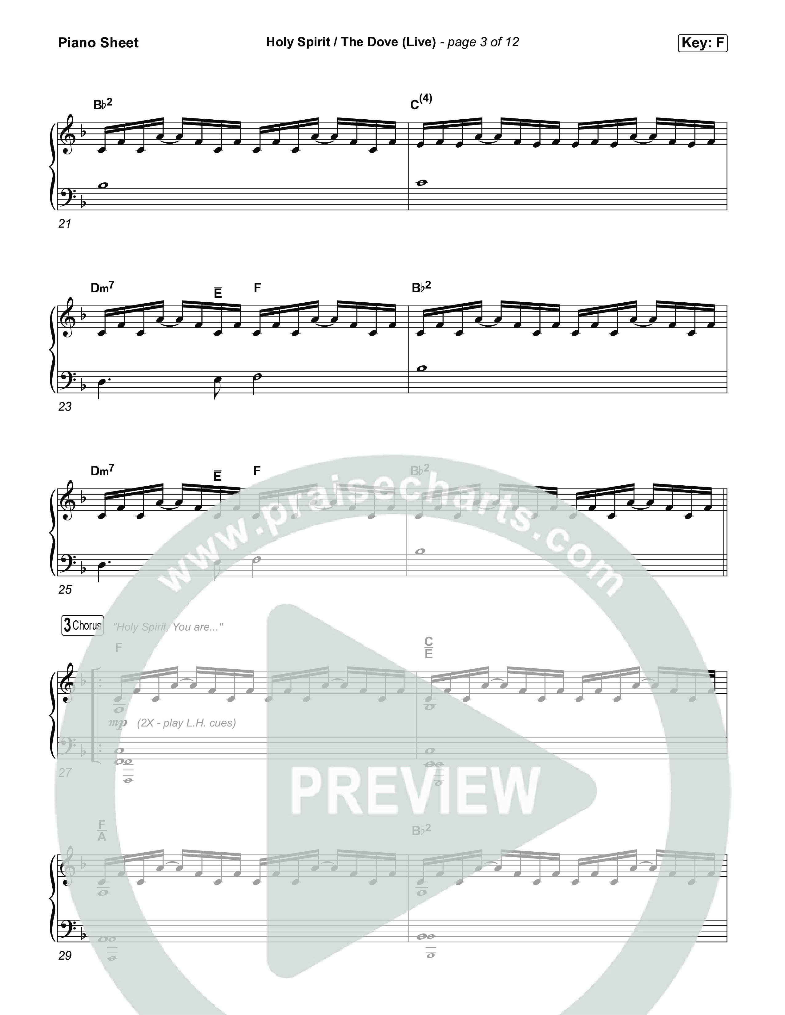 Holy Spirit  / The Dove (Live) Piano Sheet (SEU Worship / Chelsea Plank)