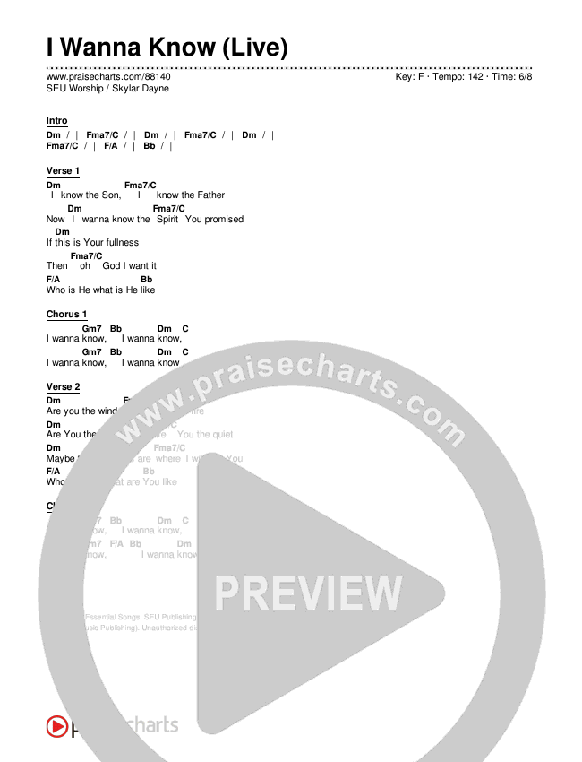 I Wanna Know (Live) Chords & Lyrics (SEU Worship / Skylar Dayne)