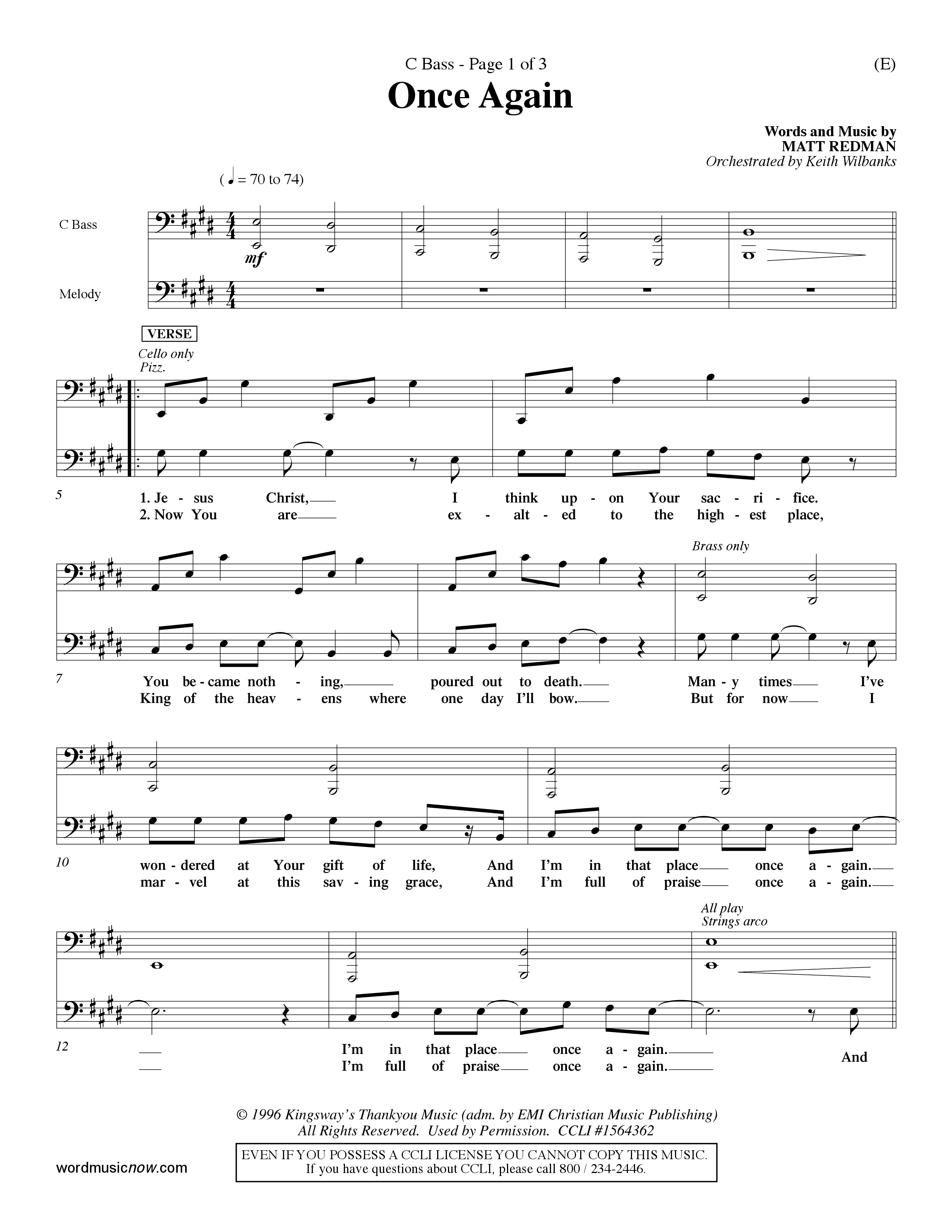 Once Again (Choral Anthem SATB) Contrabass (Word Music Choral / Orch. Keith Wilbanks)