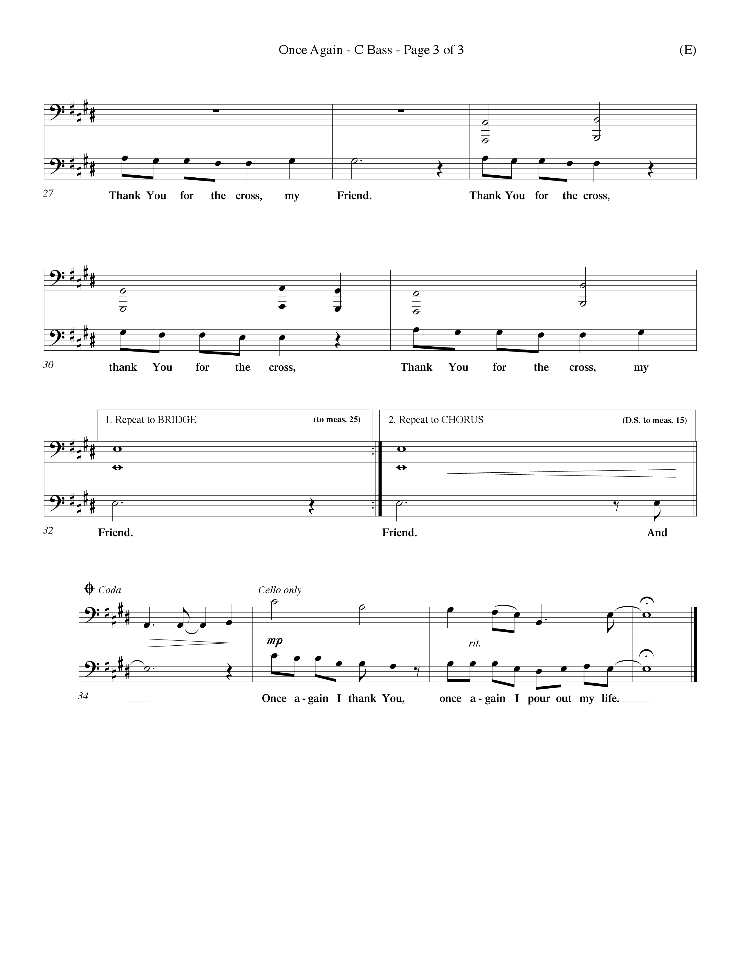 Once Again (Choral Anthem SATB) Contrabass (Word Music Choral / Orch. Keith Wilbanks)