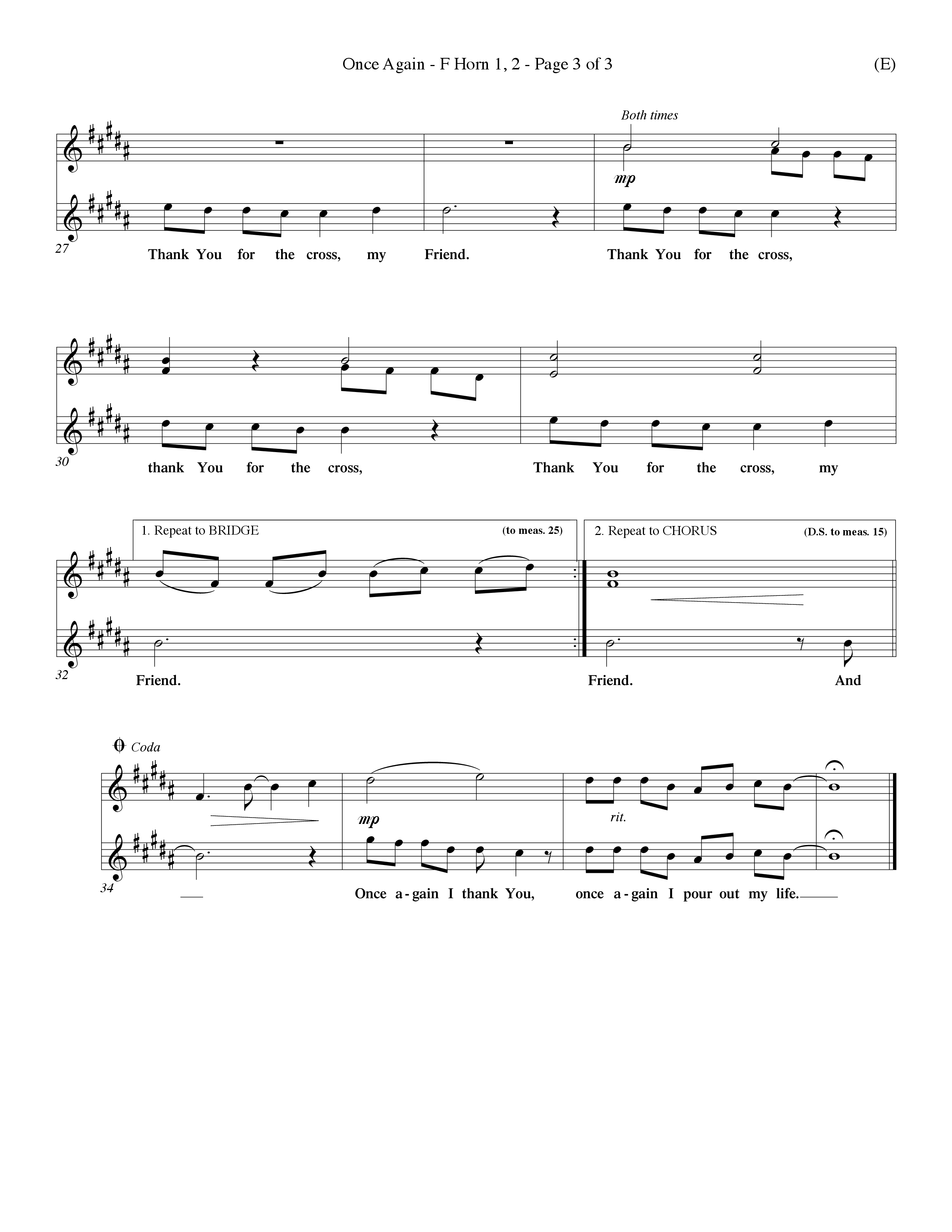 Once Again (Choral Anthem SATB) French Horn (Word Music Choral / Orch. Keith Wilbanks)