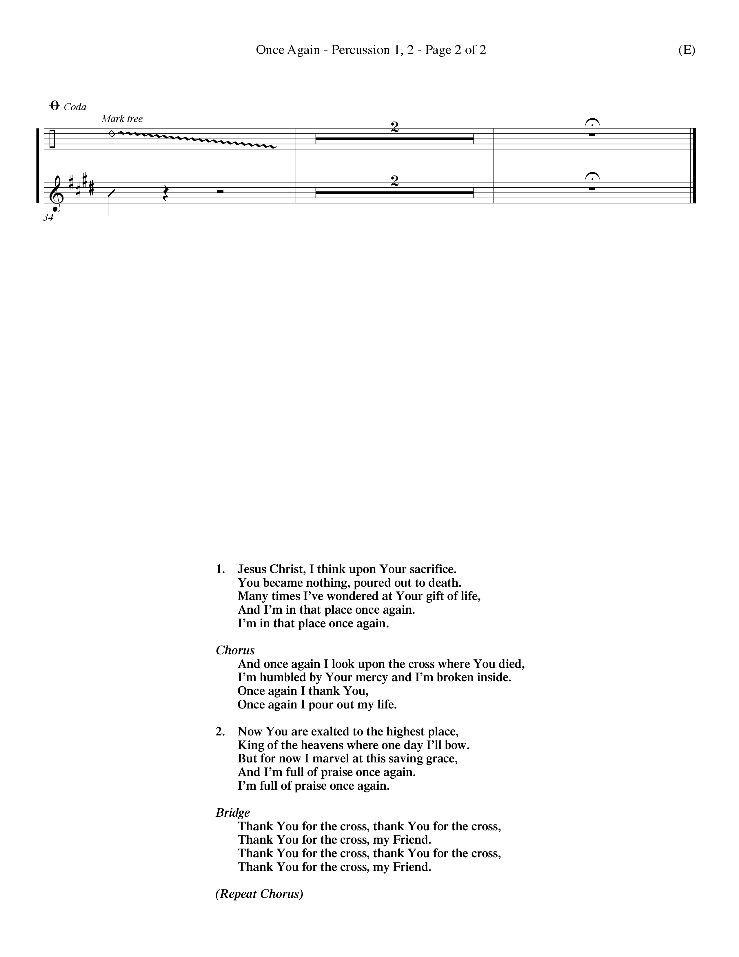 Once Again (Choral Anthem SATB) Percussion 1/2 (Word Music Choral / Orch. Keith Wilbanks)